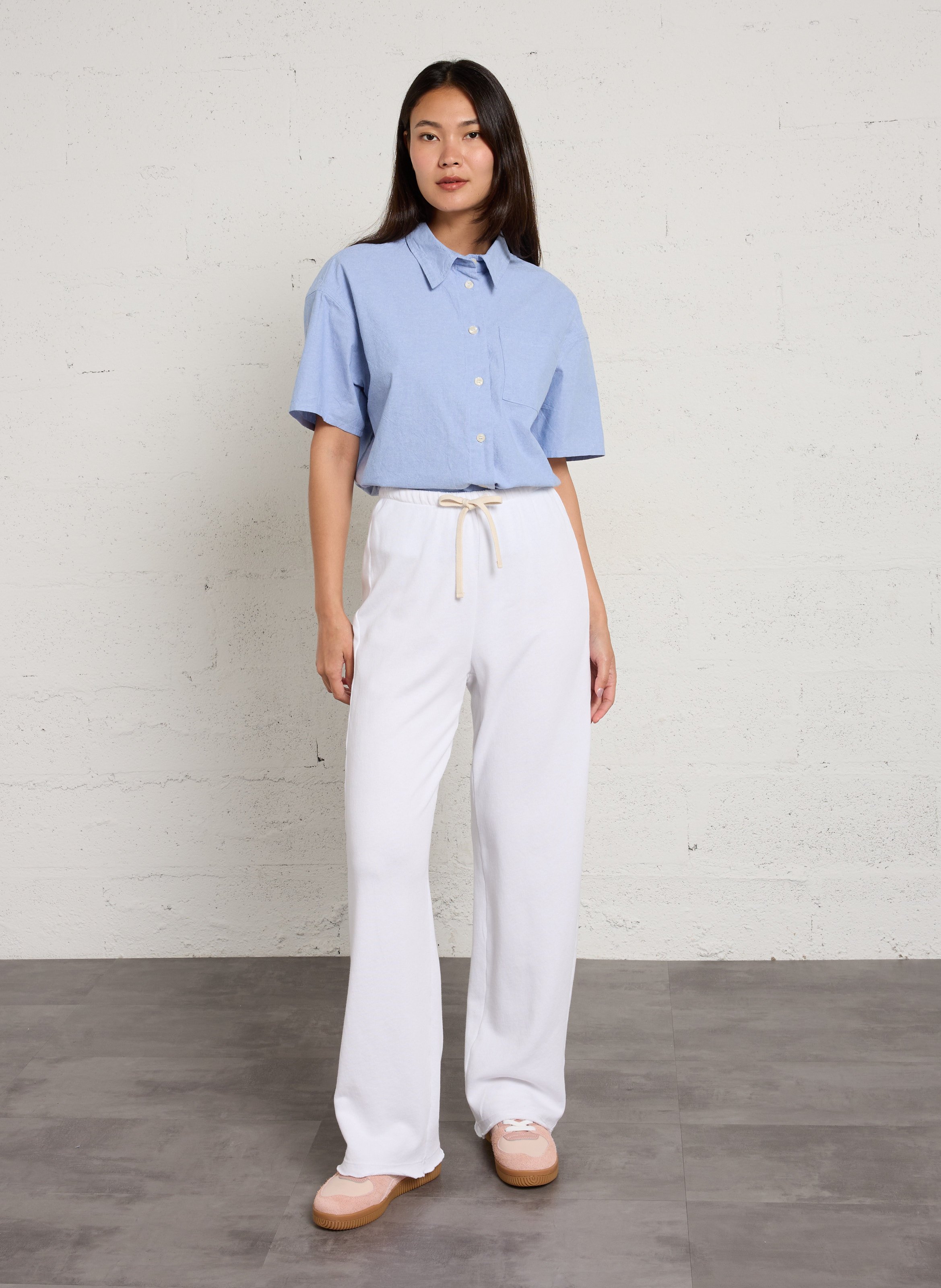 Jogging droit ample en coton vibtown AMERICAN VINTAGE Blanc