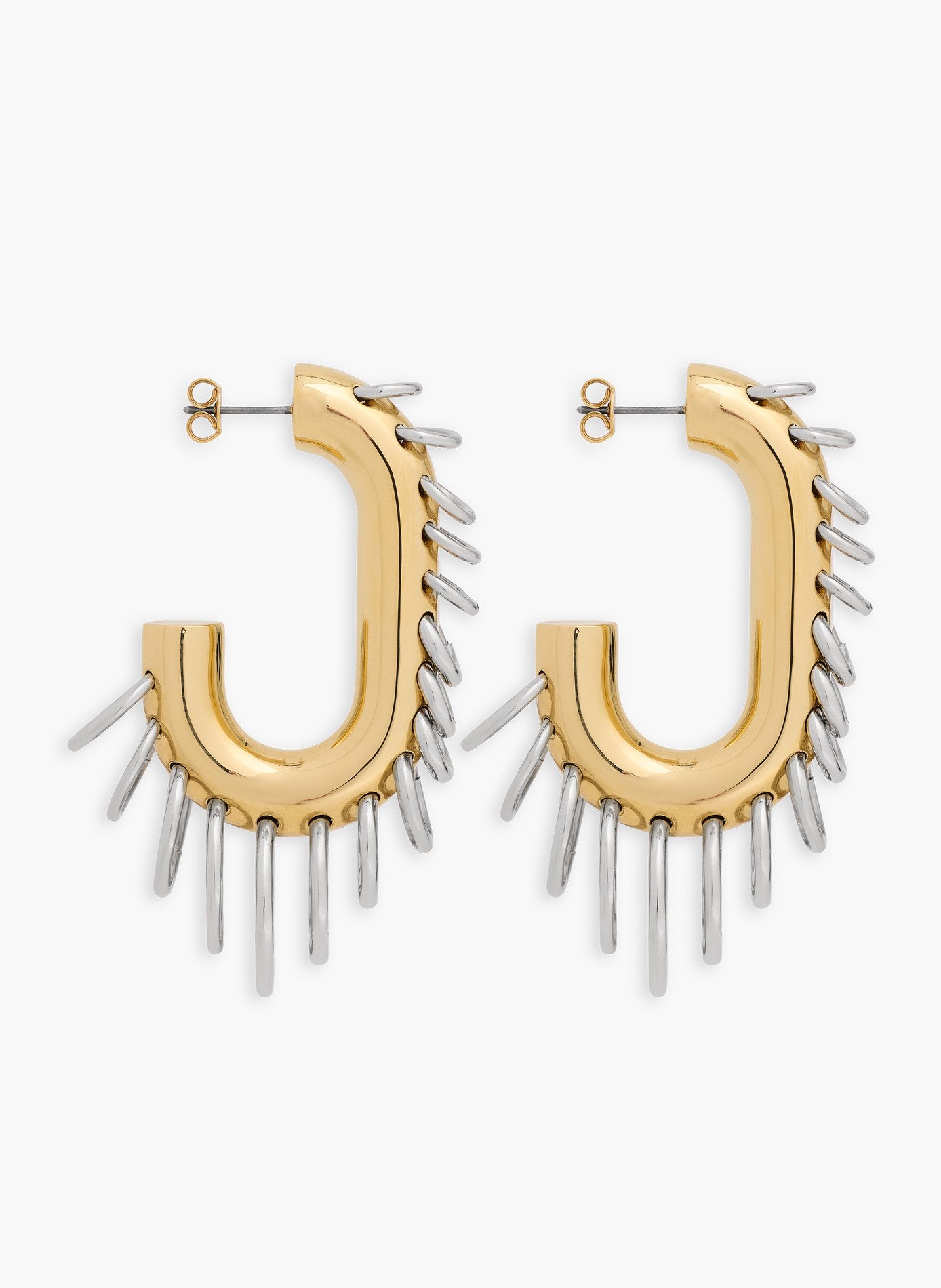Boucles d'oreilles punk xl link bicolore or et argent RABANNE Doré