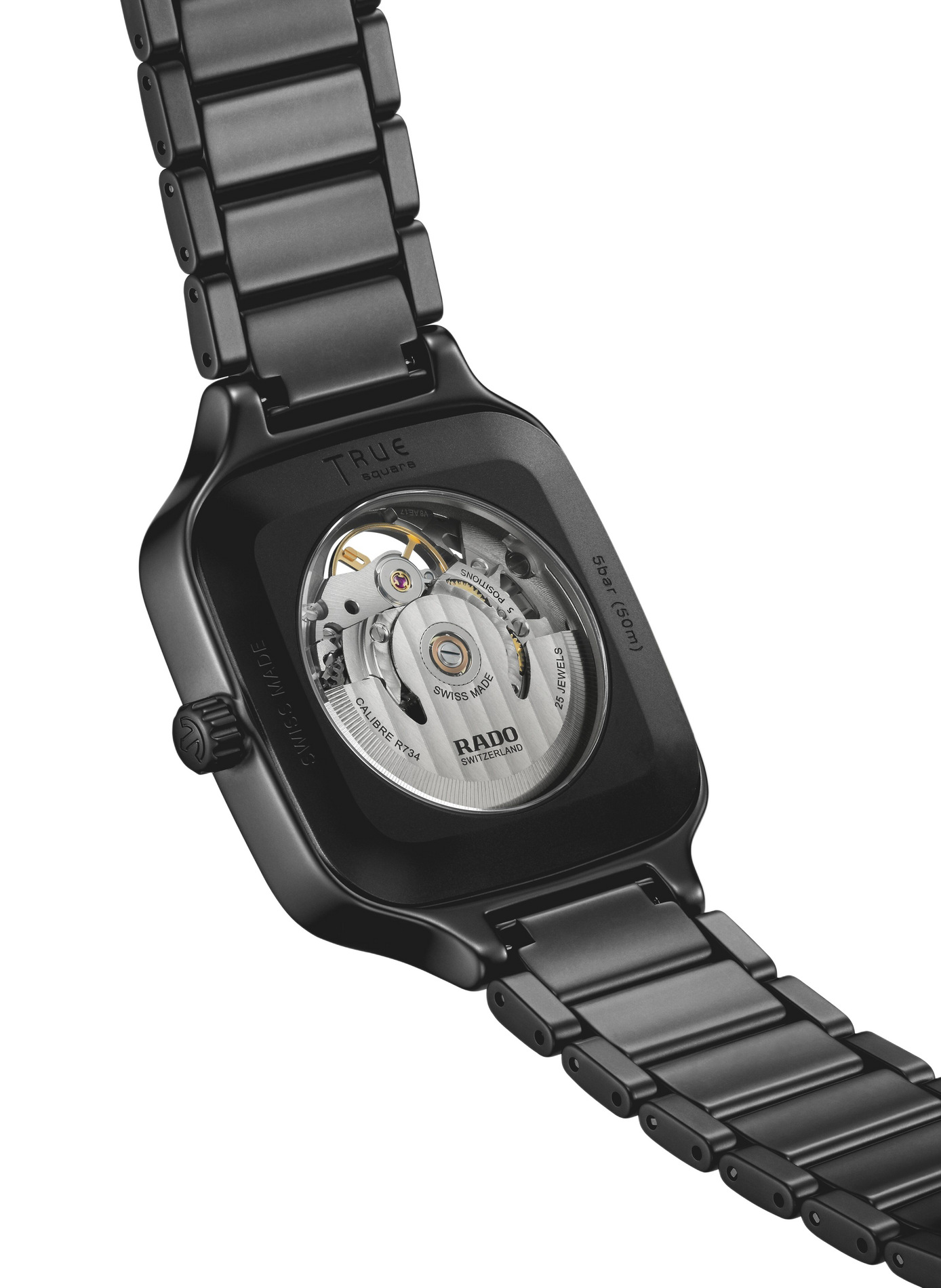 Montre automatique True Square Skeleton en céramique RADO Noir