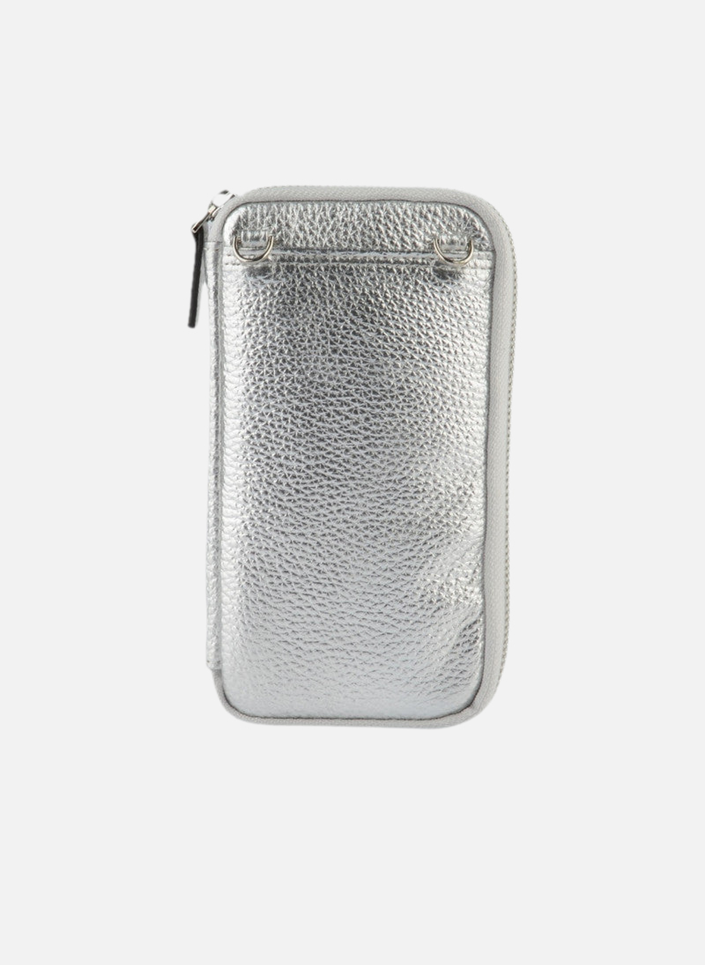 Club | etui téléphone portable en cuir de veau grainé POURCHET Argent