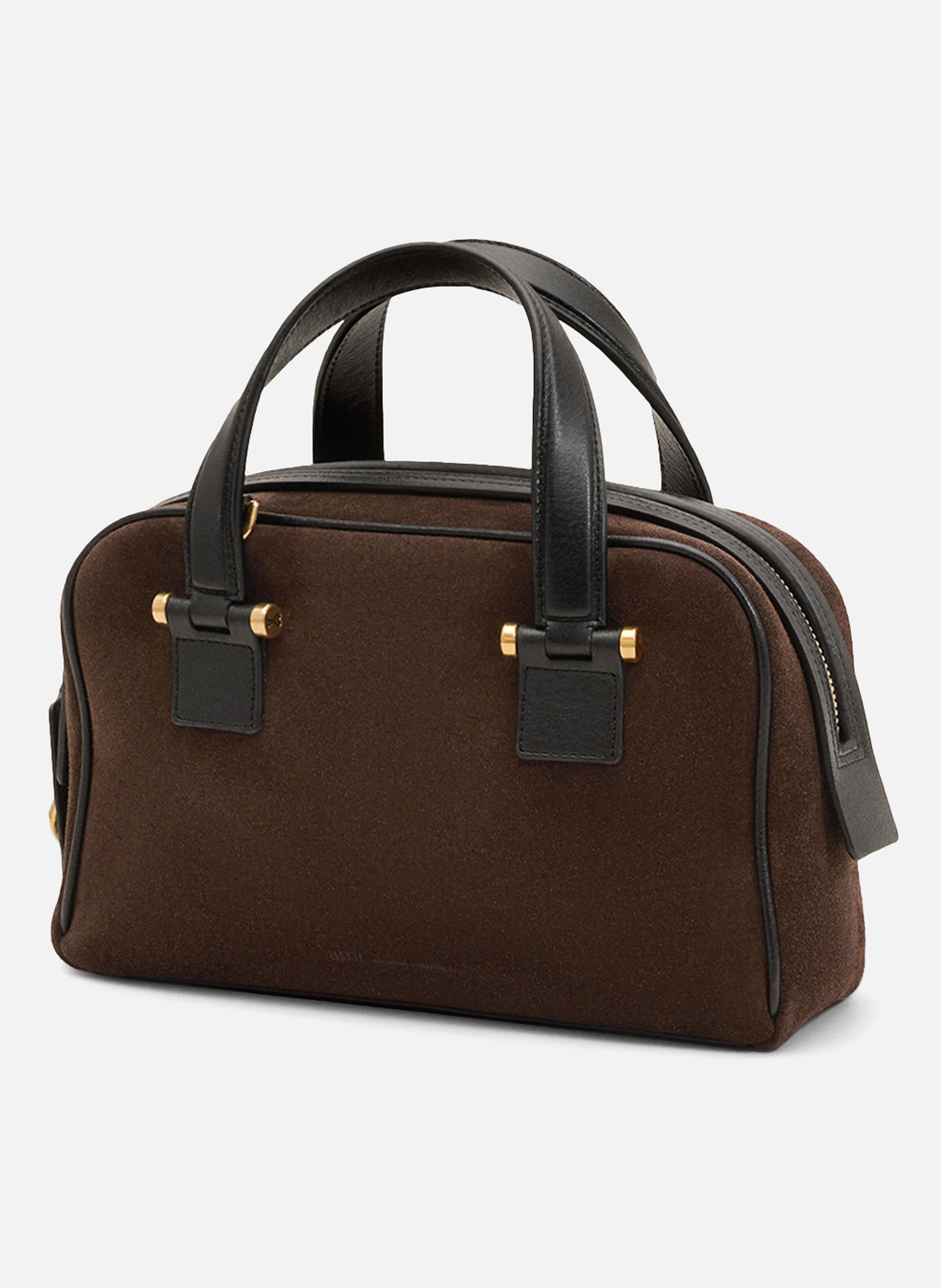 Petit sac bowling georges unisexe en cuir de veau AMI PARIS Marron