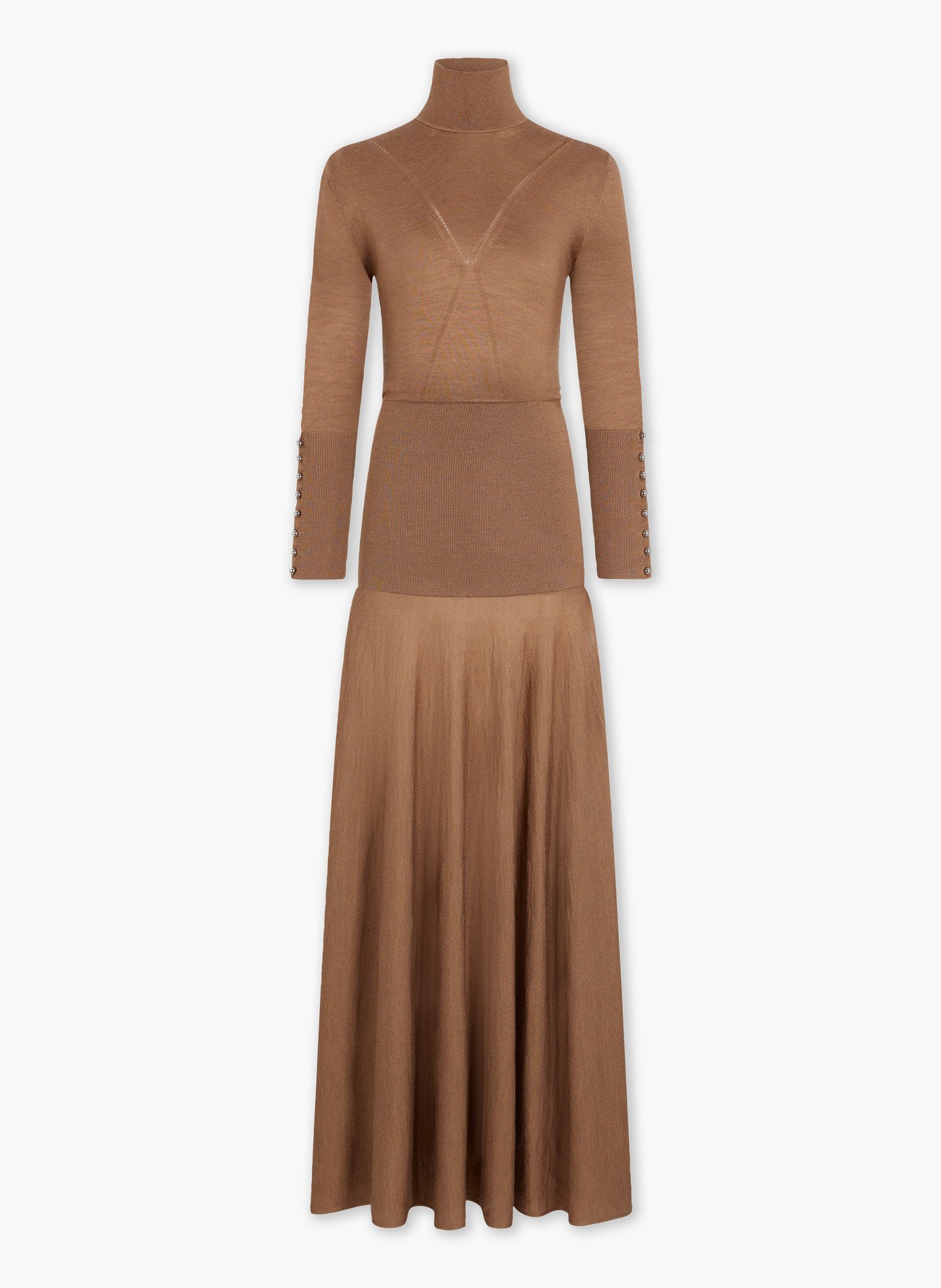 Longue robe fluide en laine RABANNE Marron