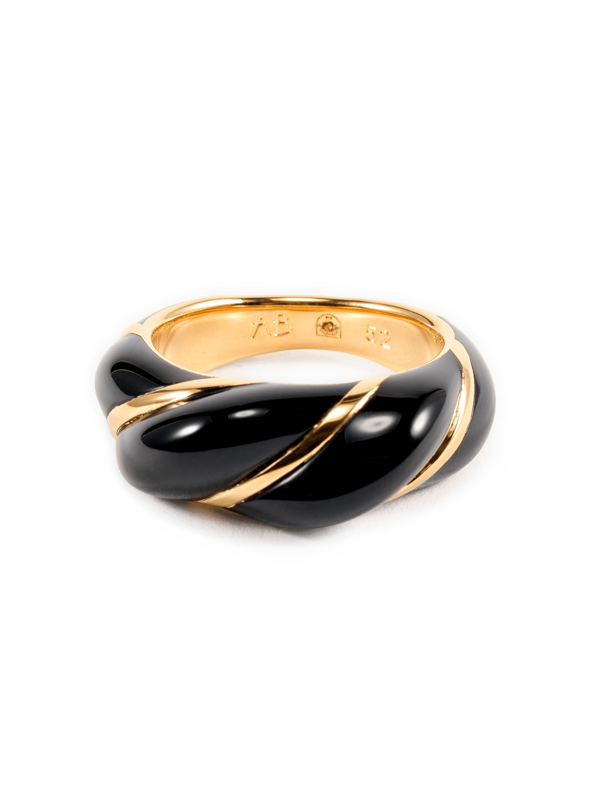 Bague torsadée Diana en laiton et plaqué or AURELIE BIDERMANN Noir