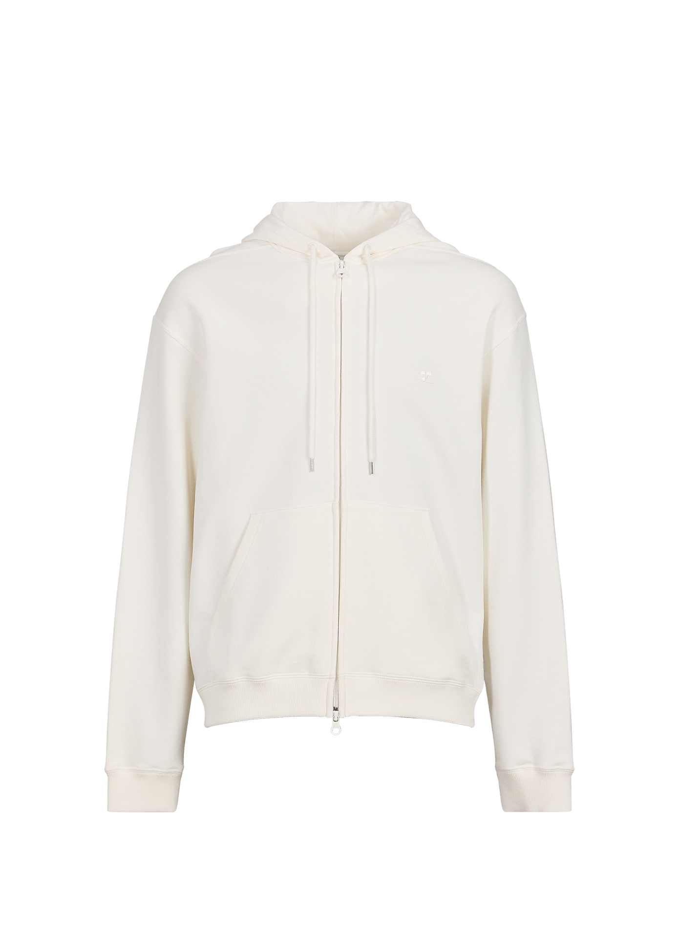 Hoodie zippé à logo imprimé en coton COURRÈGES Beige