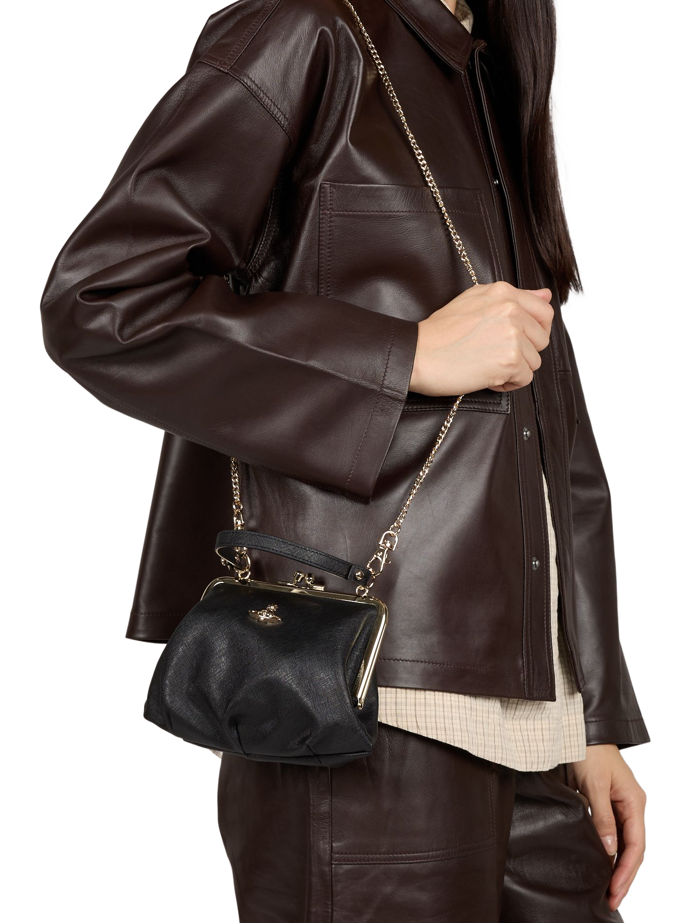 Sac à main Granny Frame en cuir VIVIENNE WESTWOOD Noir