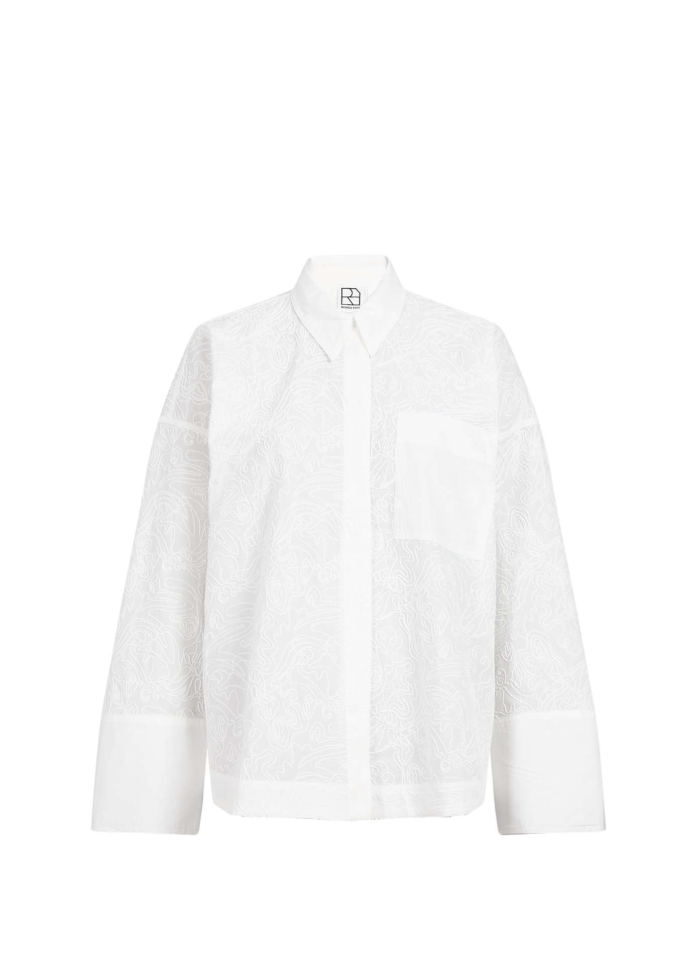 Oversized ROUEMMA embroidered cotton shirt ROUGE EDIT Beige