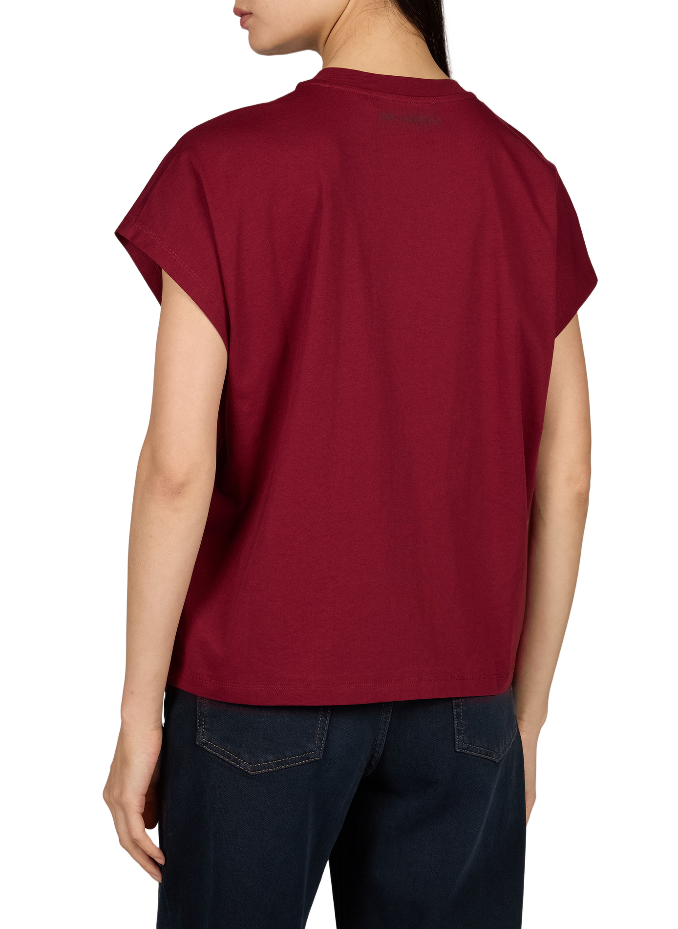 T-shirt dritta in cotone con logo KARL LAGERFELD Rosso