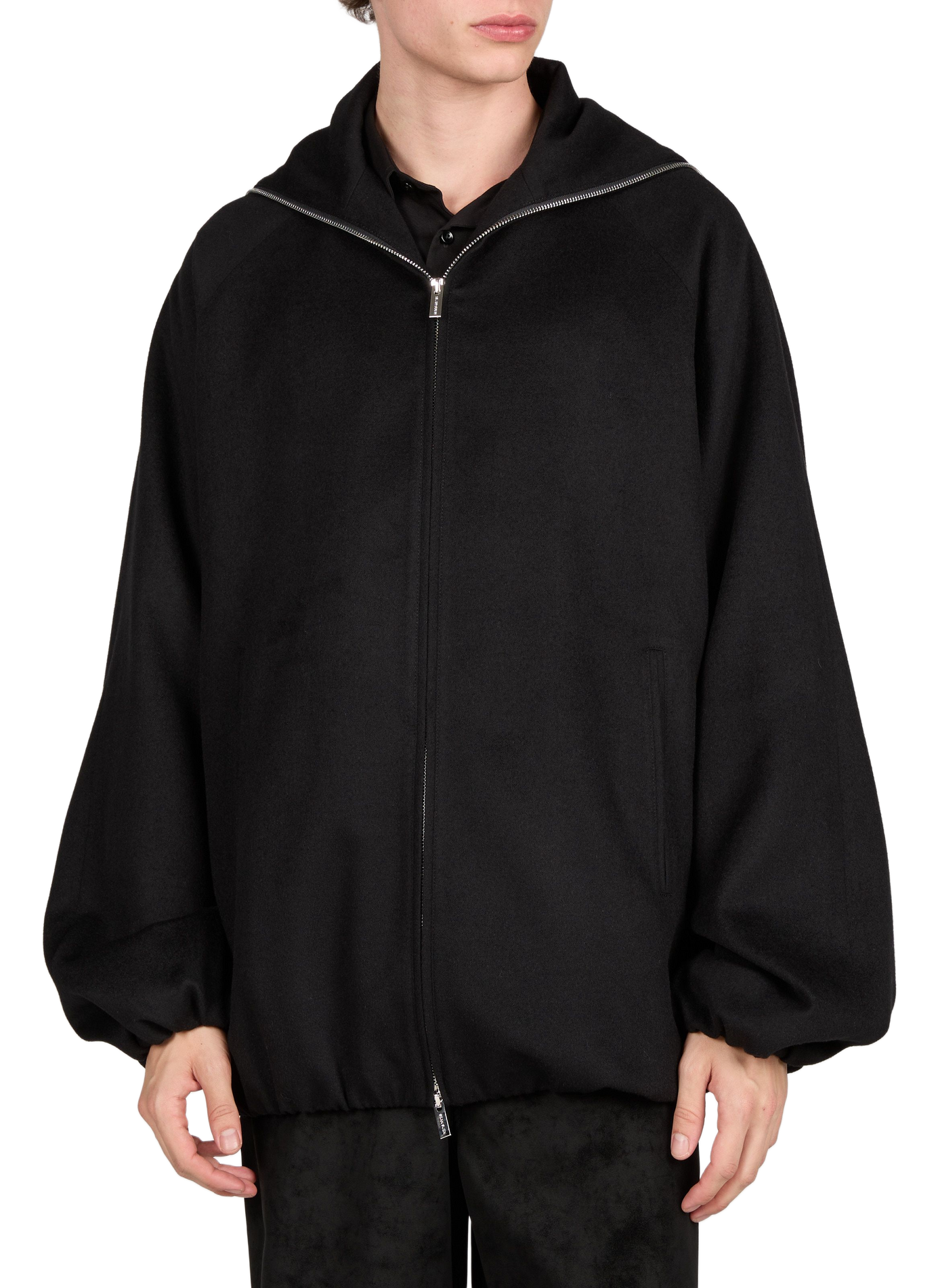 Hooded collar jacket in a wool blend SEAN SUEN Black