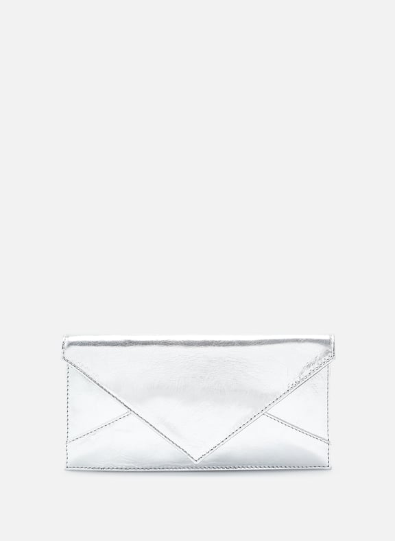 Pochette en cuir métallisé Argent by SAISON 1865 SAISON 1865 Pochette en cuir métallisé Argent