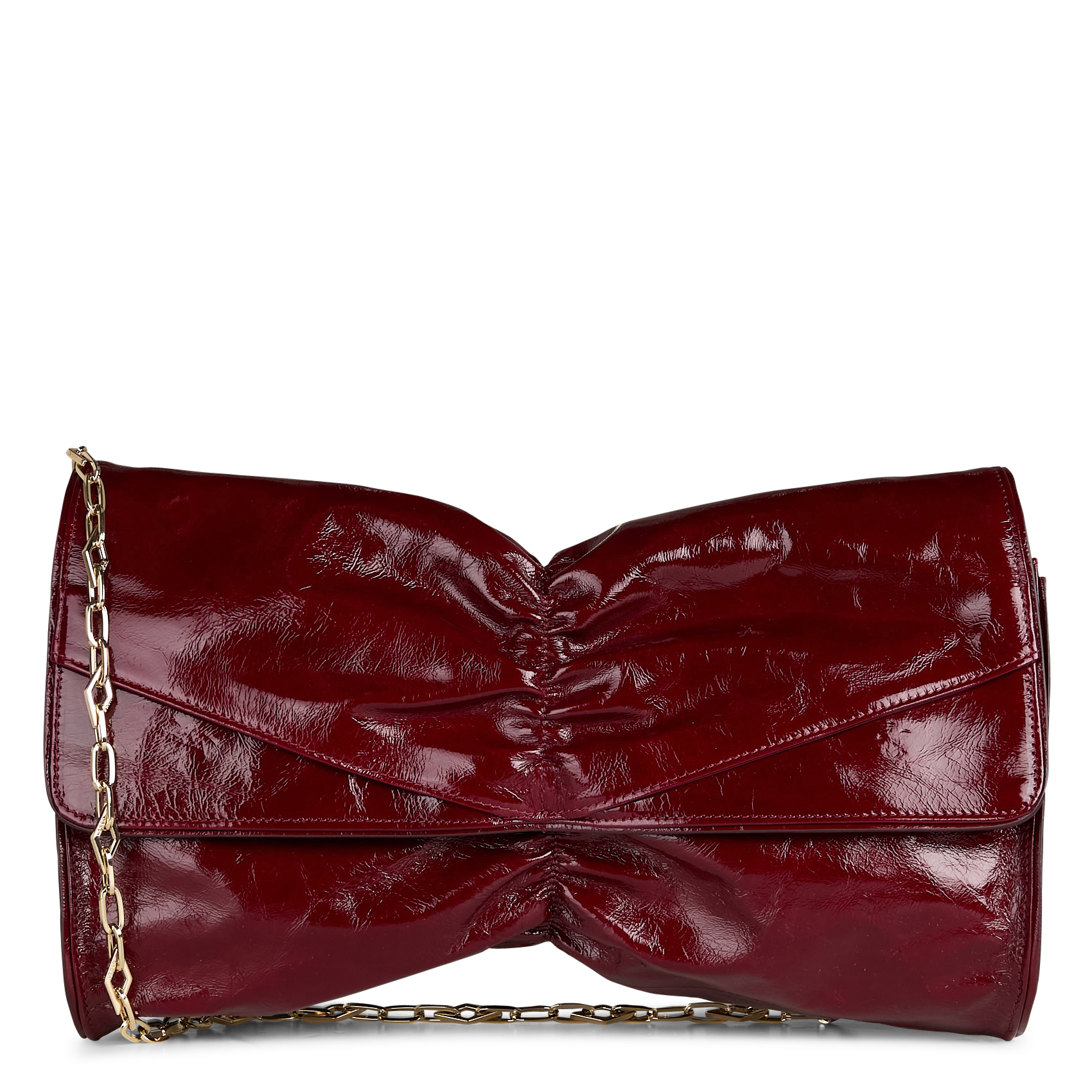 BA&SH Pochette nœud vernie en cuir stevie m Rouge