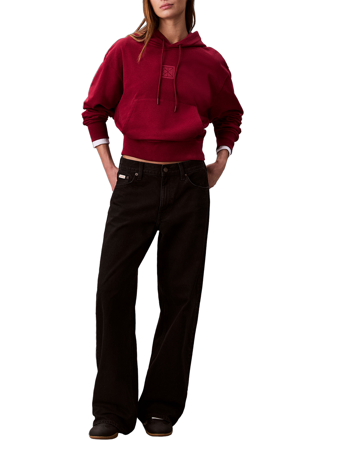 Straight embroidered sweatshirt in mixed cotton CALVIN KLEIN Red