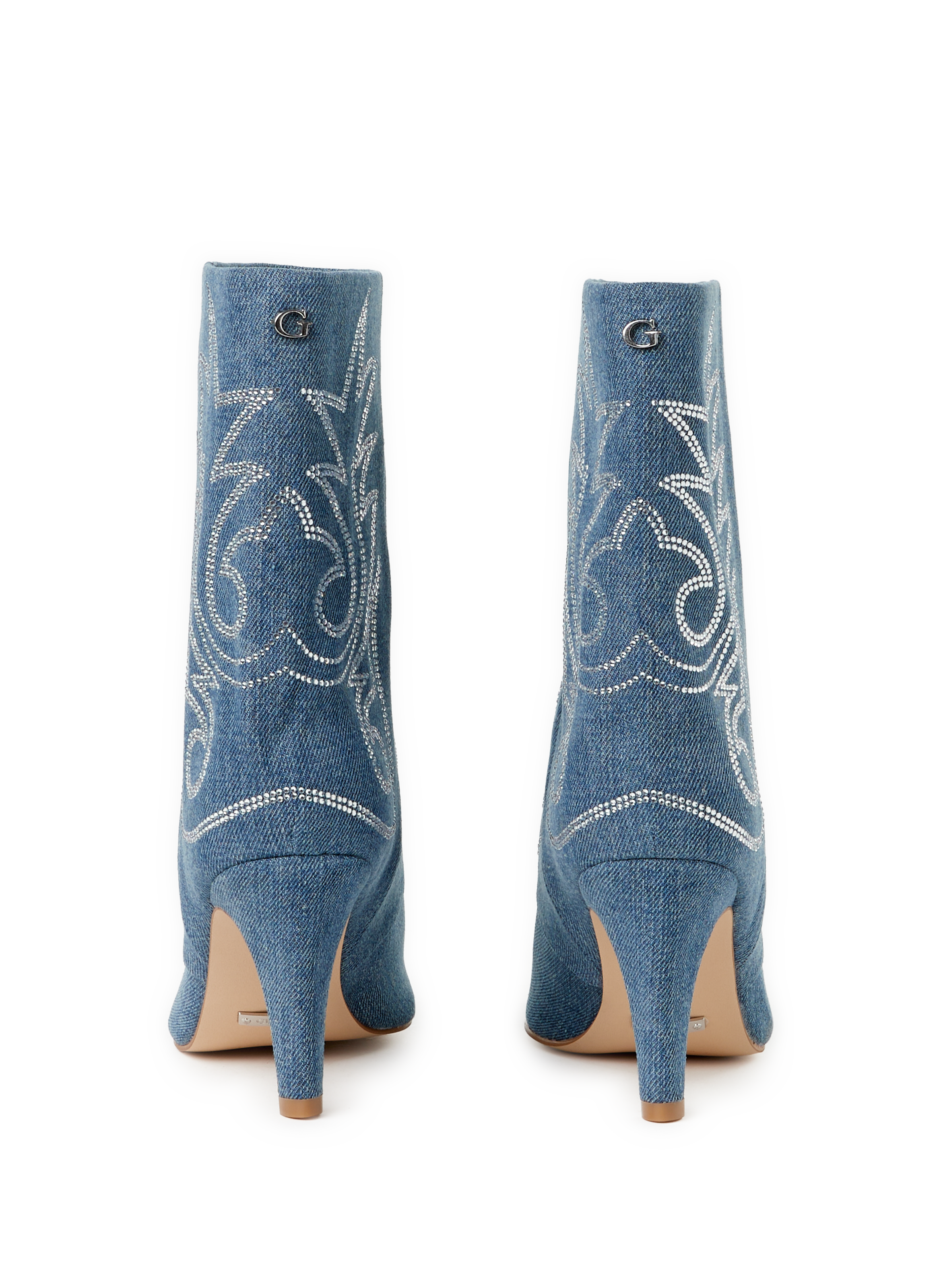 Stiletto heeled ankle boots in blended cotton GUESS Blue