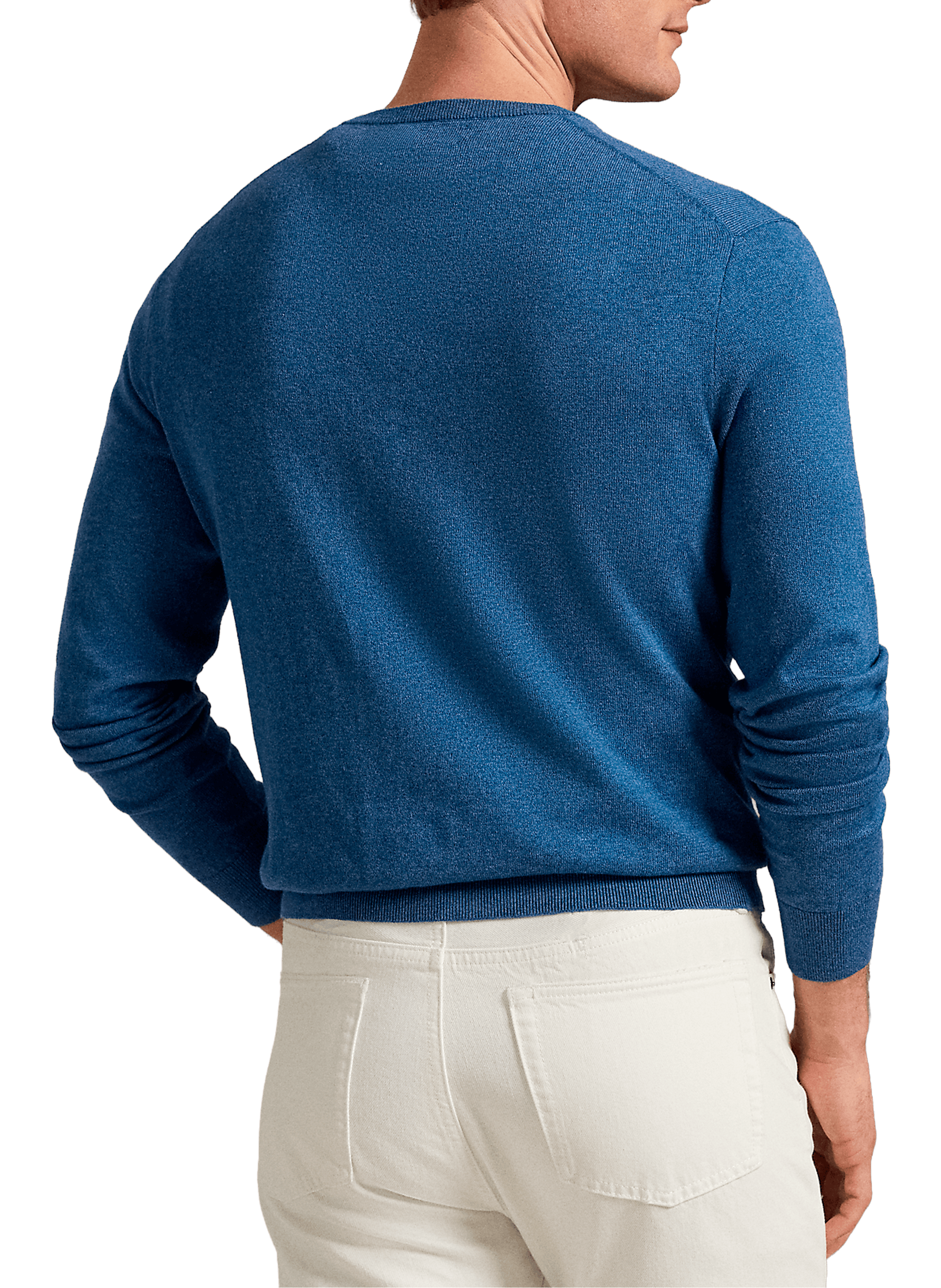 Straight embroidered sweater in cotton and cashmere blend POLO RALPH LAUREN Blue