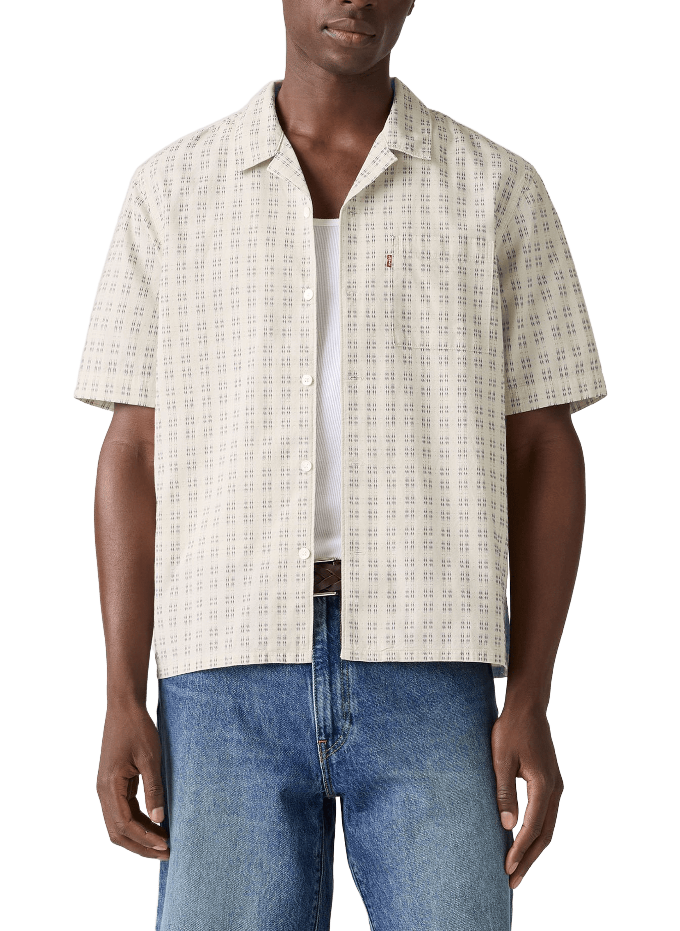 LEVI'S Cropped patterned shirt Beige