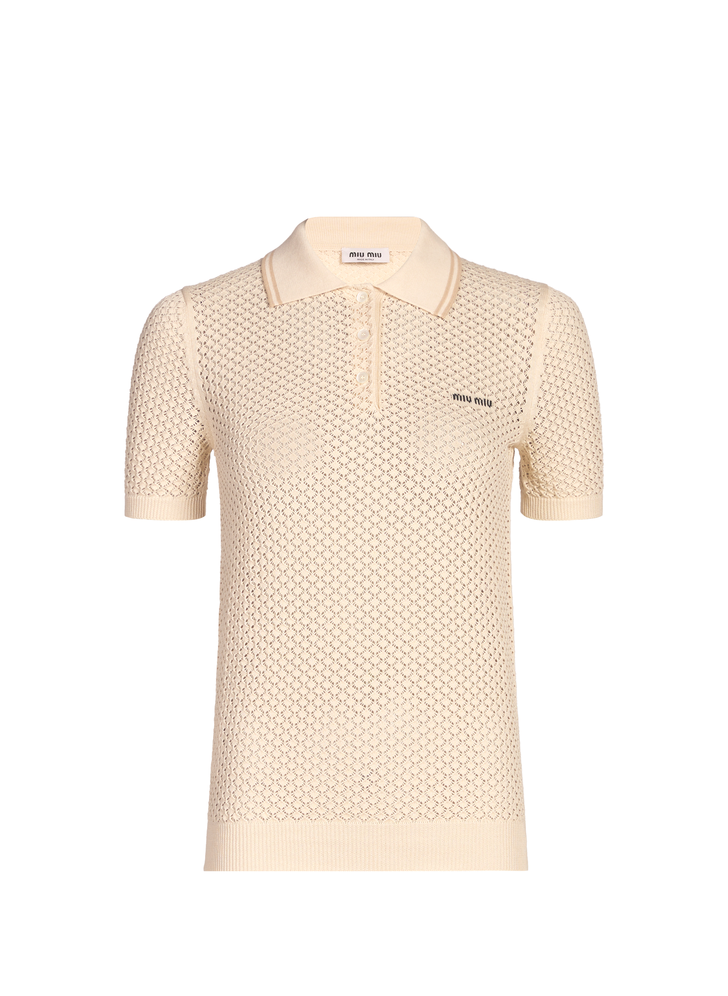 Polo ajouré en coton MIU MIU Beige