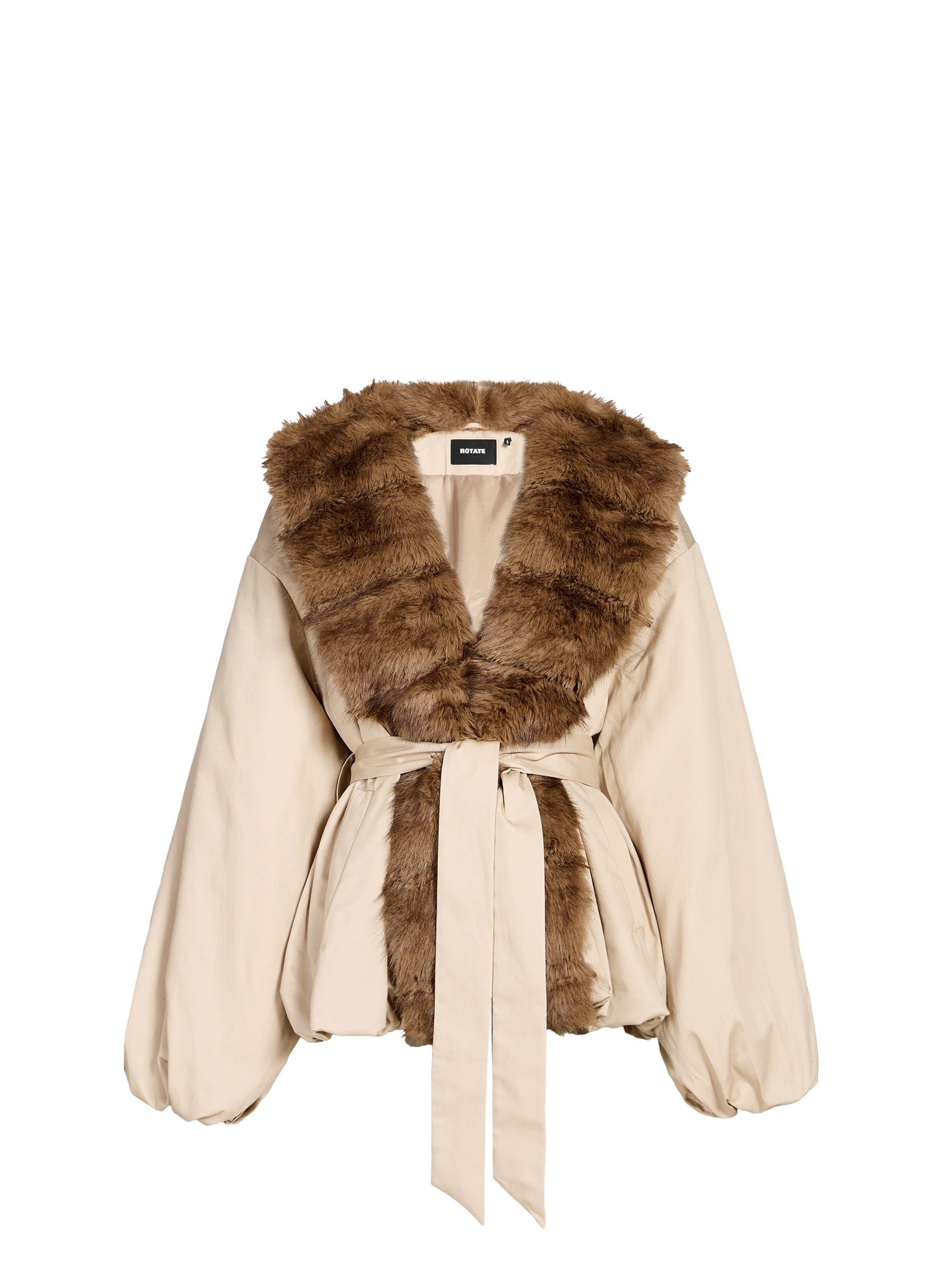 Veste d'exterieur à col fourré ROTATE Beige