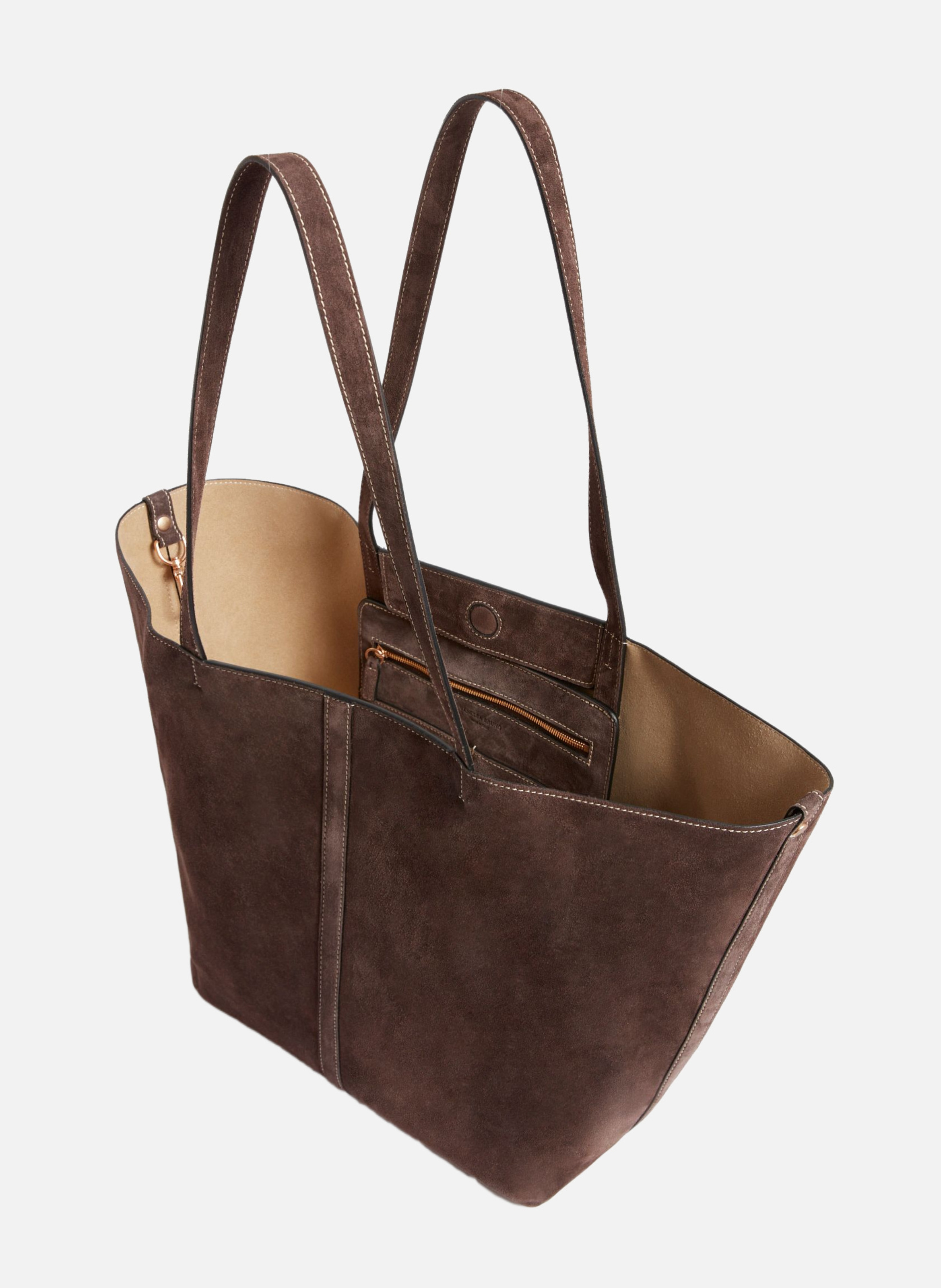 Grand Cabas Daily En Cuir Velours VANESSA BRUNO Gris