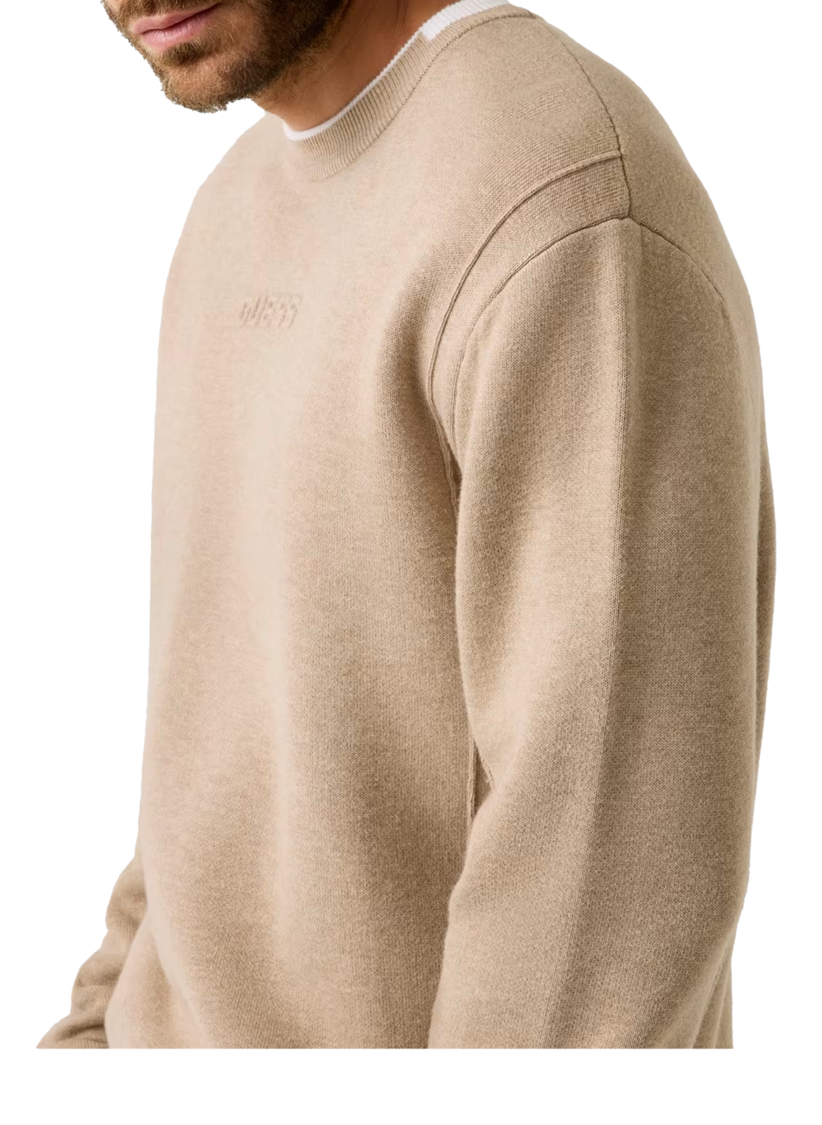 Cotton-blend round-neck jumper GUESS Beige