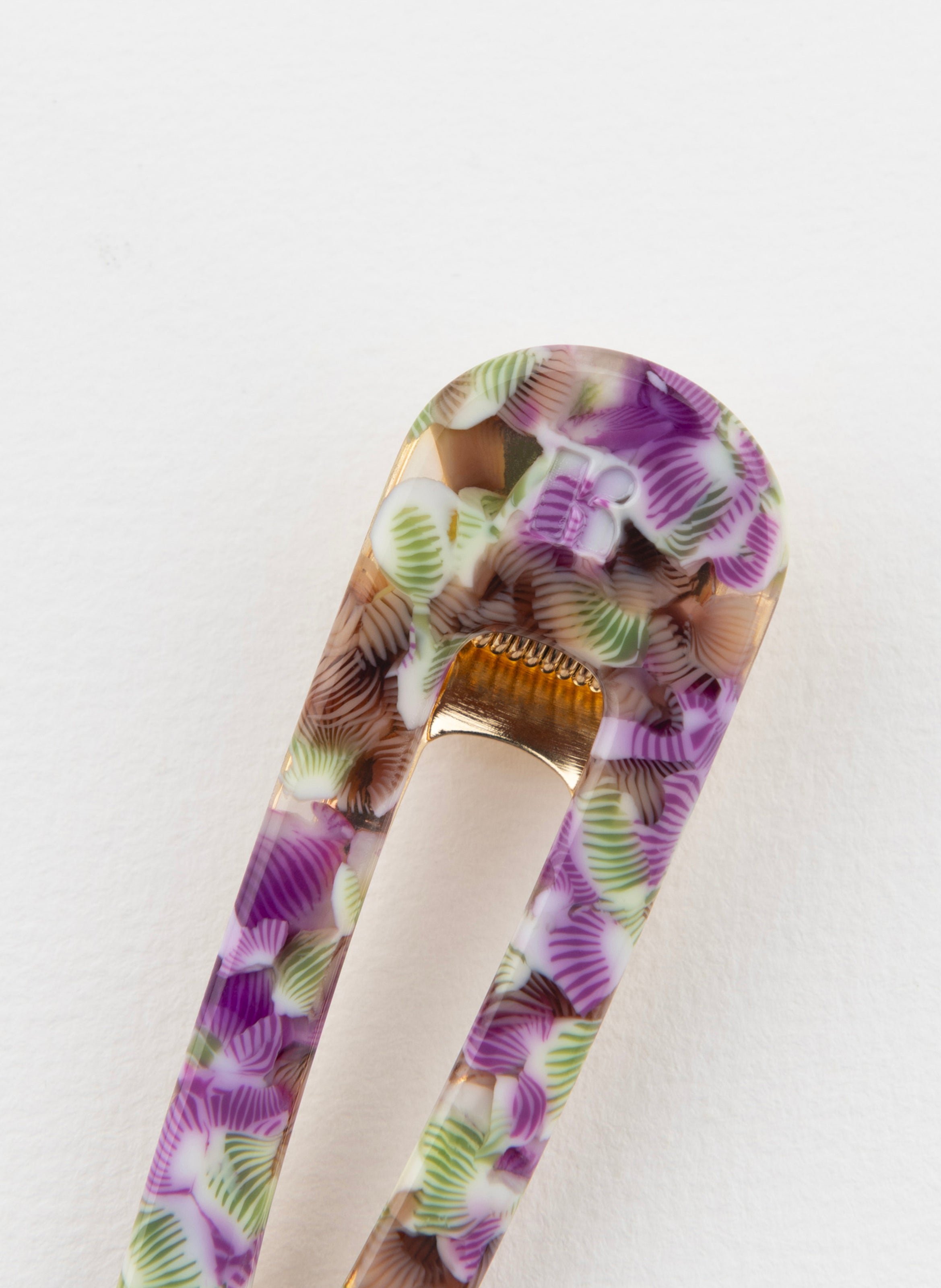 Barrette à cheveux triangle en acétate de cellulose et acier inoxydable KURAGE GINZA Vert