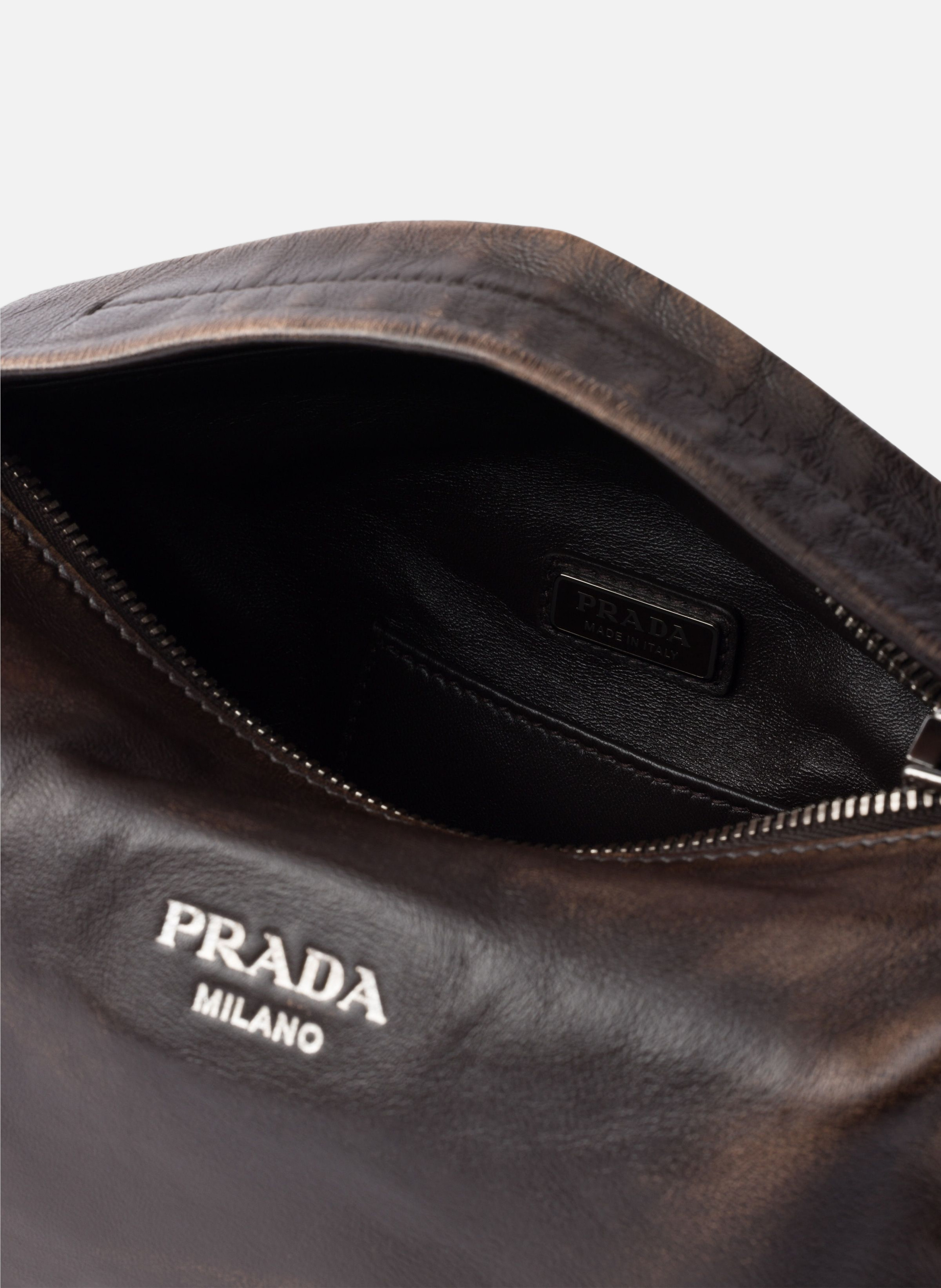 Sac à bandoulière en cuir nappa PRADA Marron