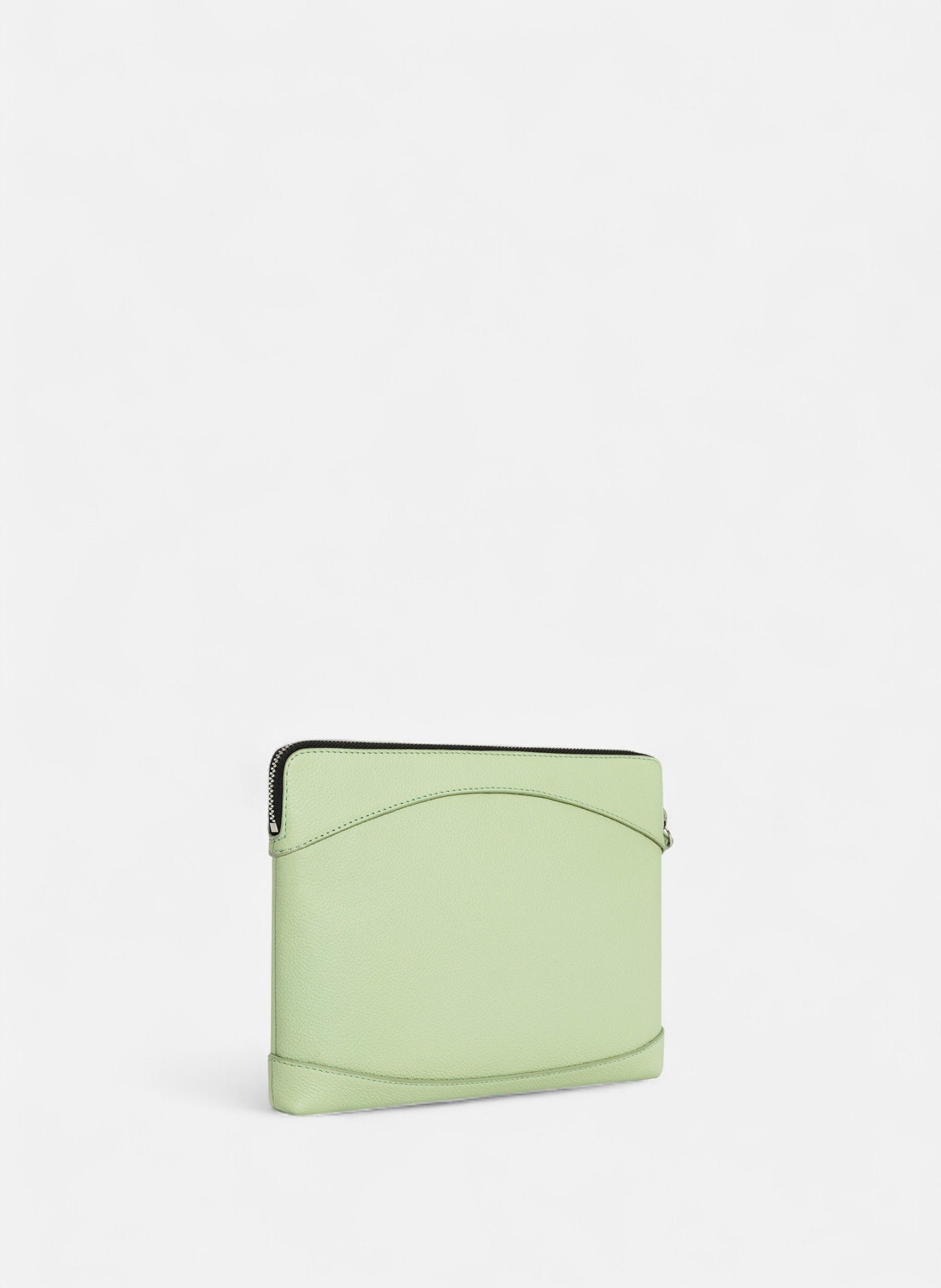 Pochette zippée en cuir grainé LE TANNEUR Vert