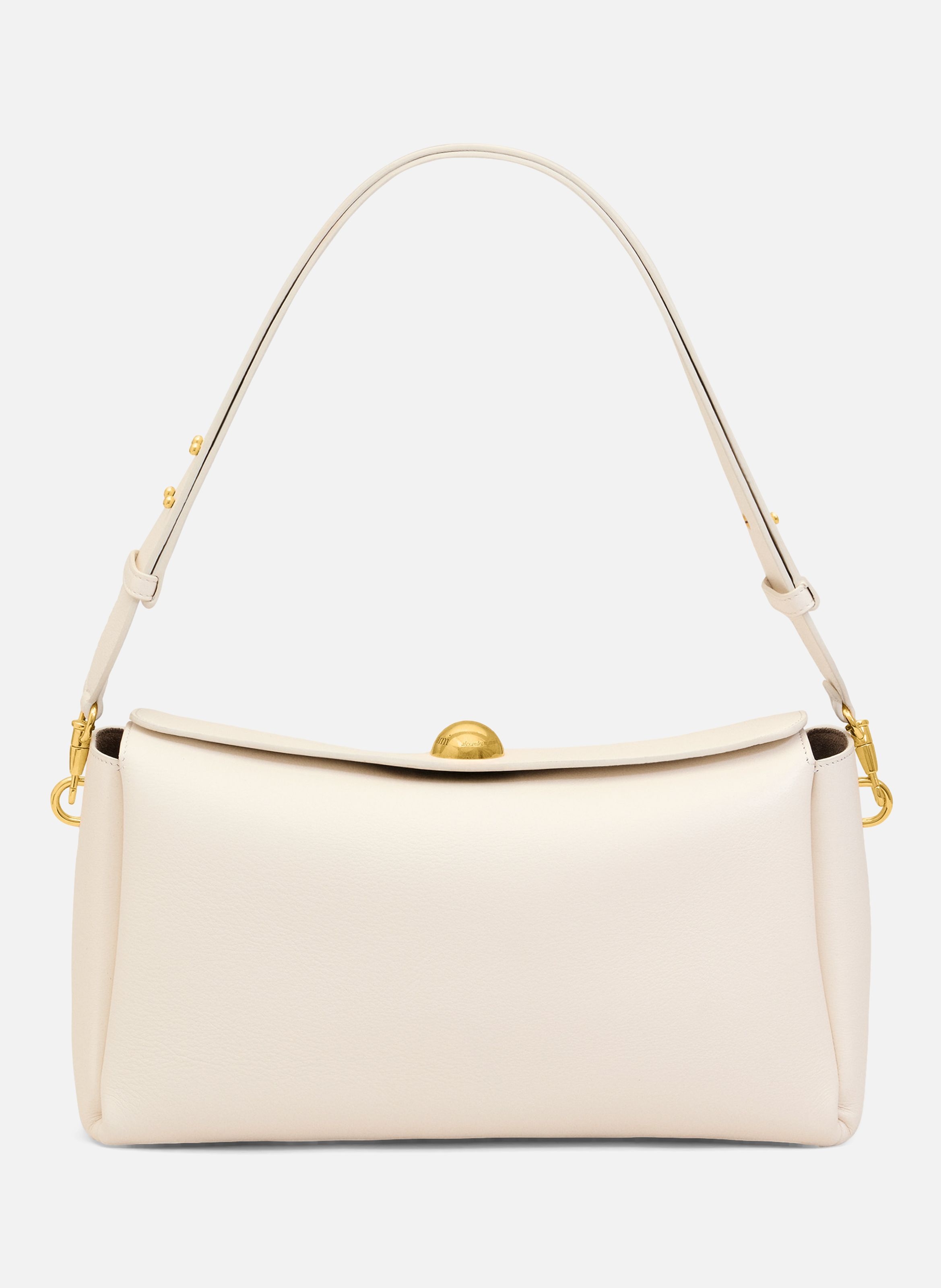 Sac Carrousel Moyen En Cuir Lisse unisexe BlancAMI PARIS