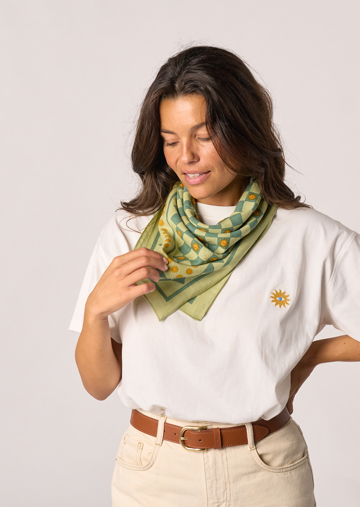 Petit foulard en coton biologique romane BILLYBELT Vert