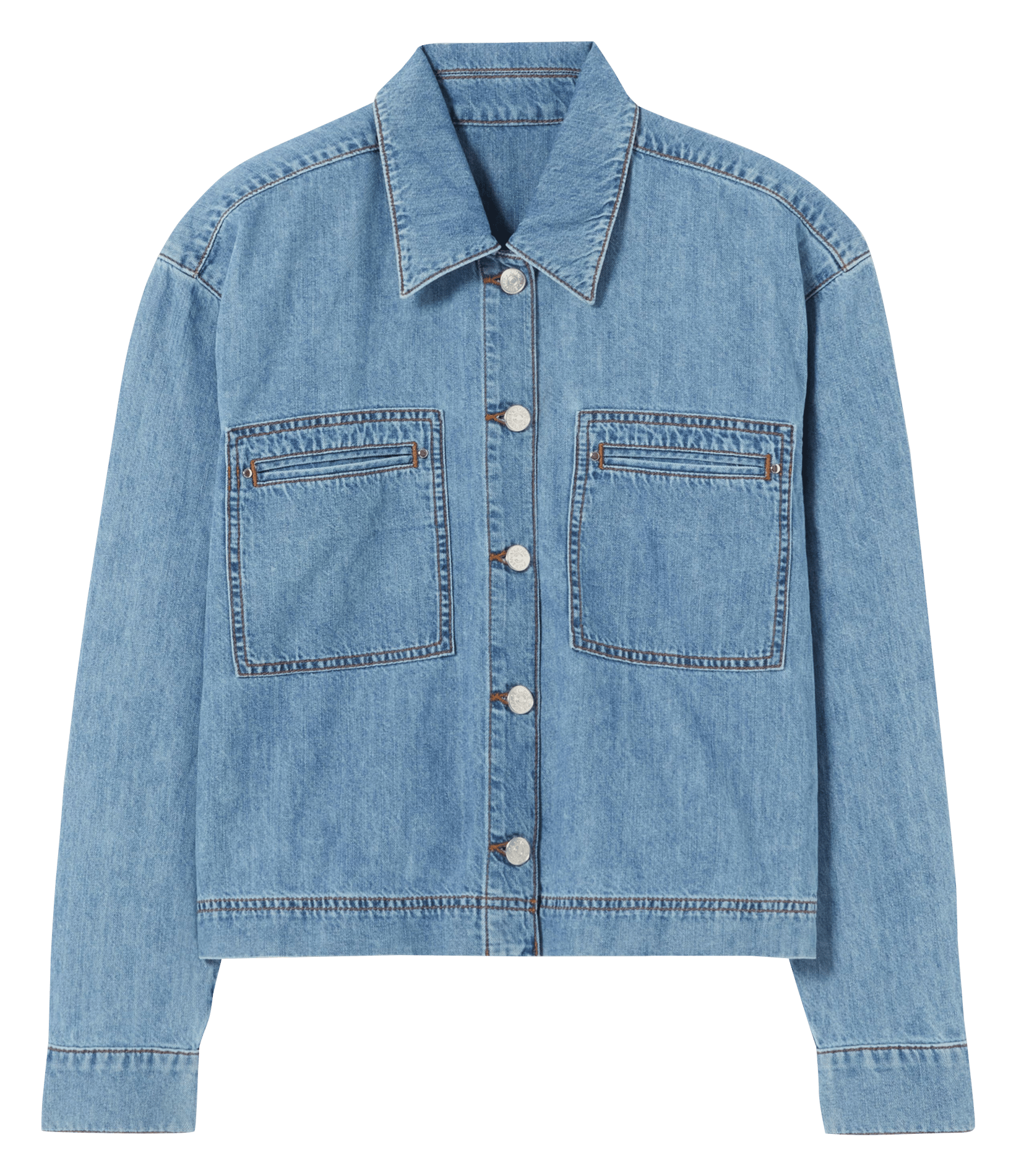 Chemise droite col classique en coton CLAUDIE PIERLOT Bleu