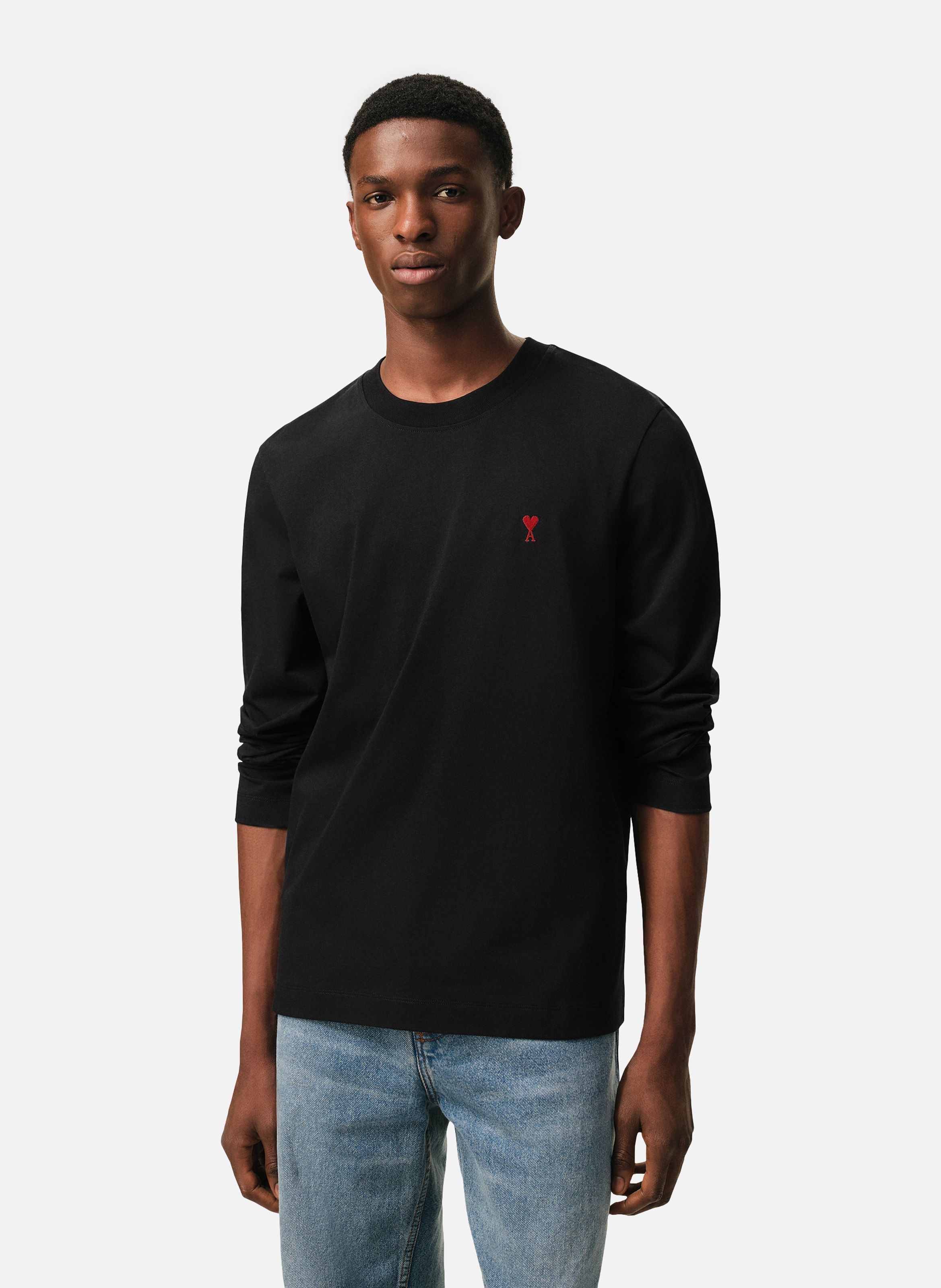 T-shirt Manches Longues Ami de Coeur Rouge unisexe AMI PARIS Noir