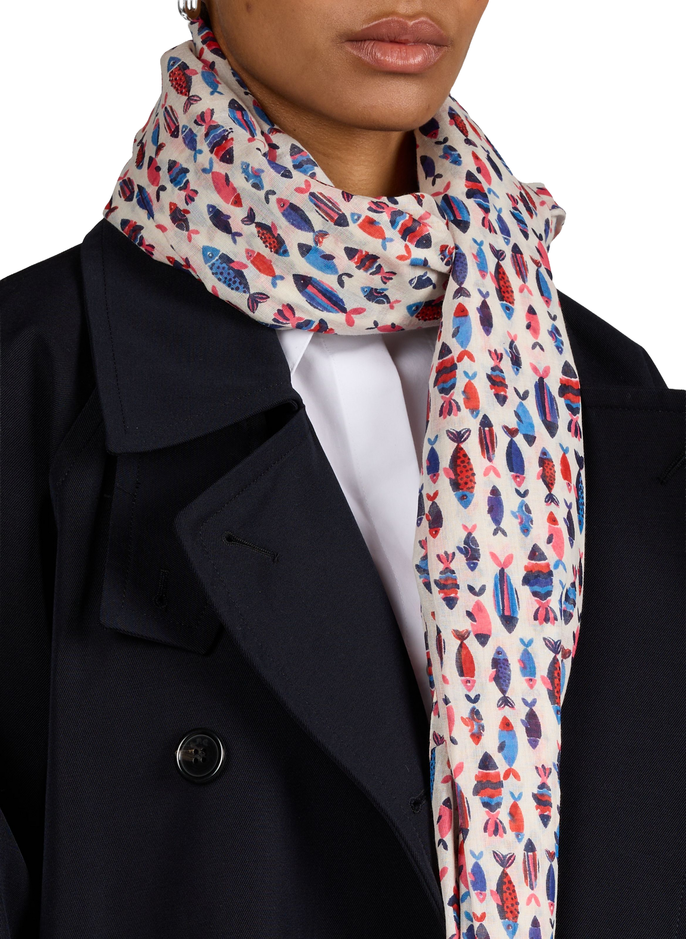 Foulard Petits Poissons AU PRINTEMPS PARIS Beige