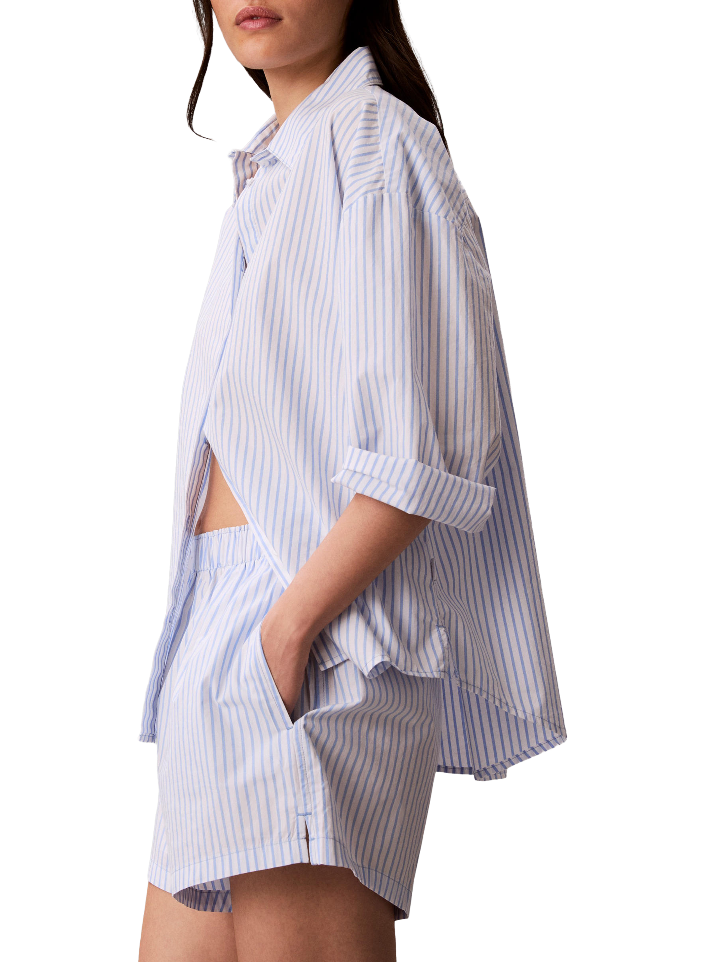 Cotton poplin pajama shorts CALVIN KLEIN Blue