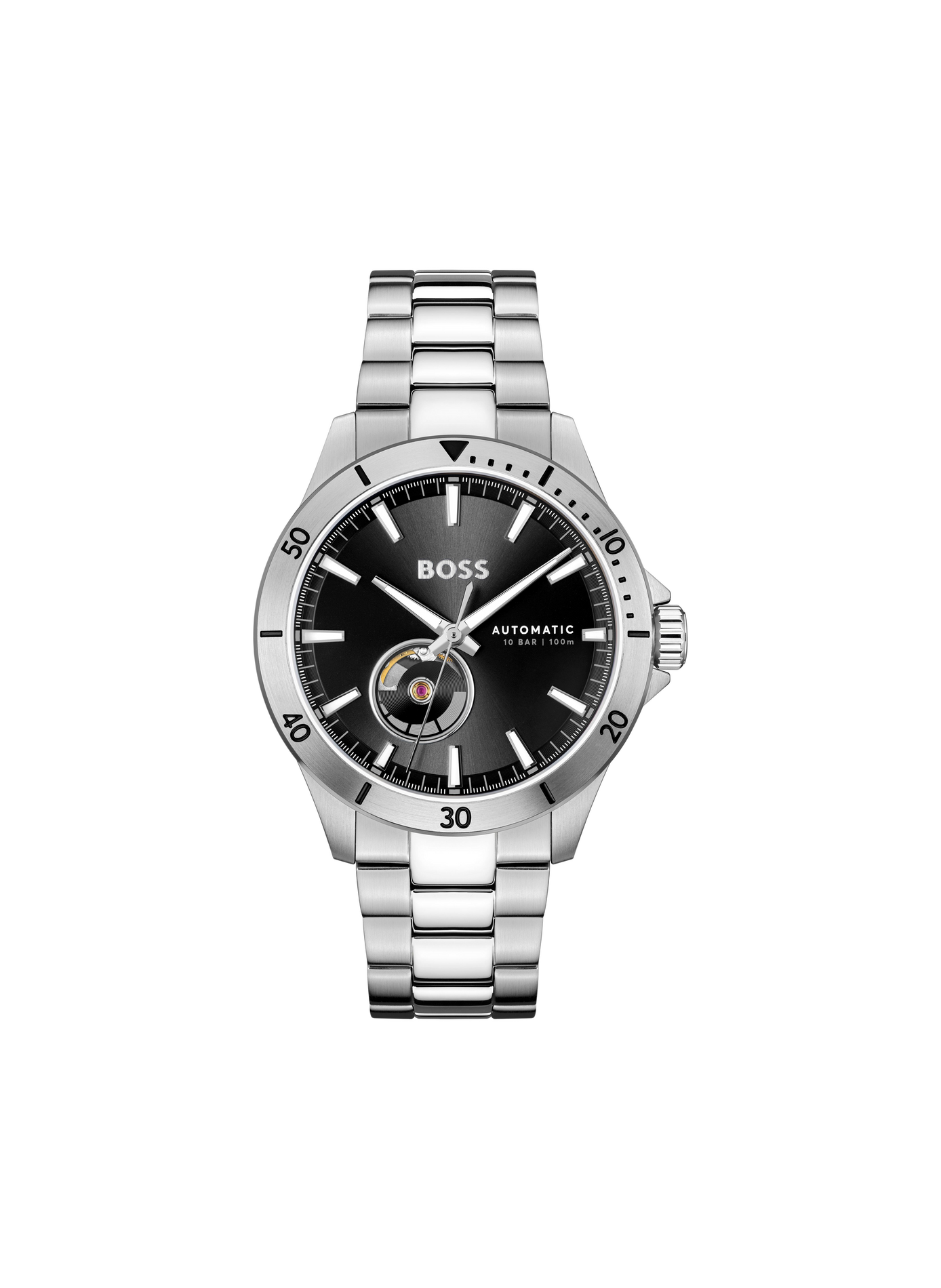 Montre quartz Troper Automatique en acier inoxydable BOSS MONTRES Noir