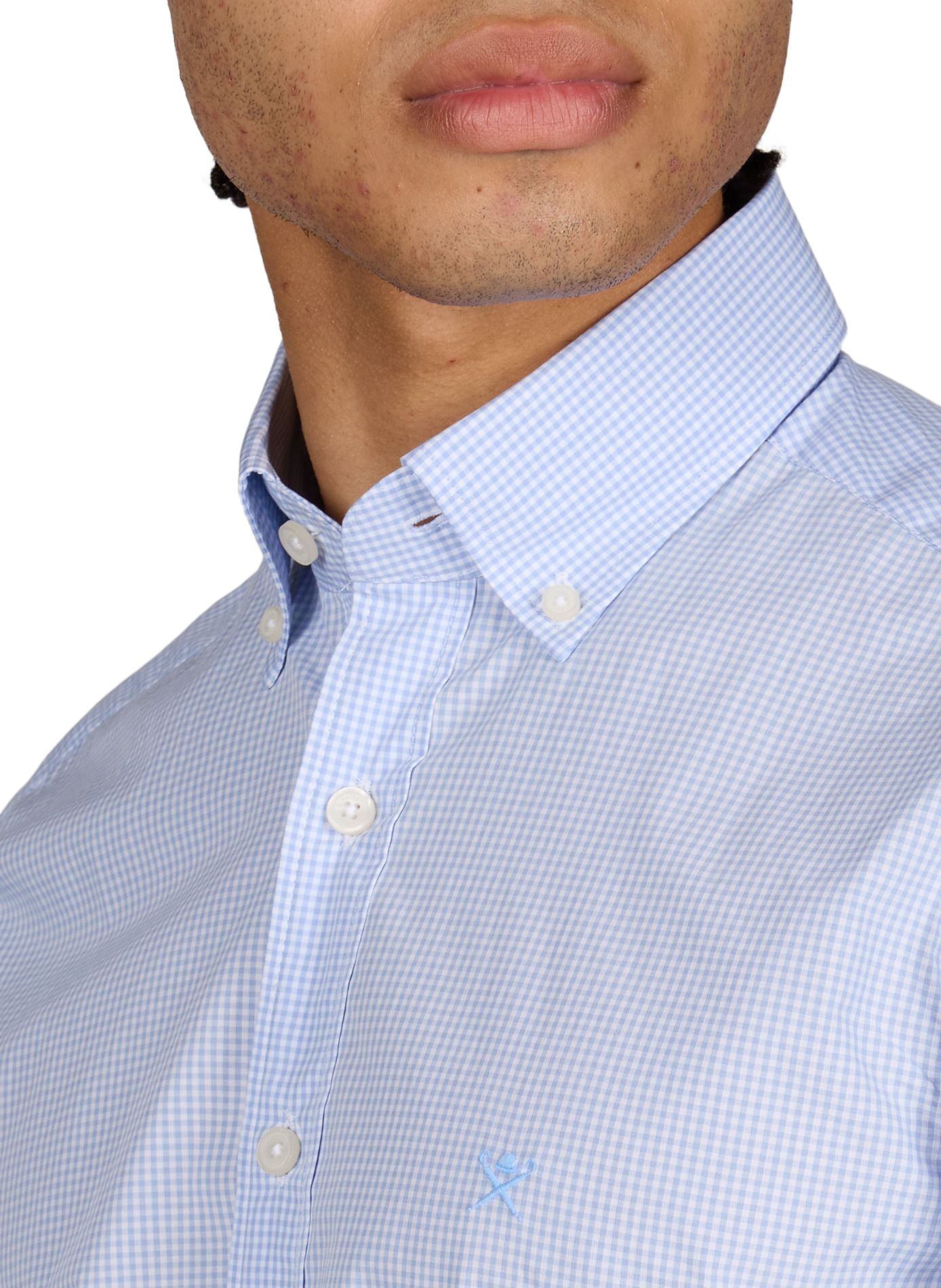 Chemise droite col américain à carreaux HACKETT Bleu