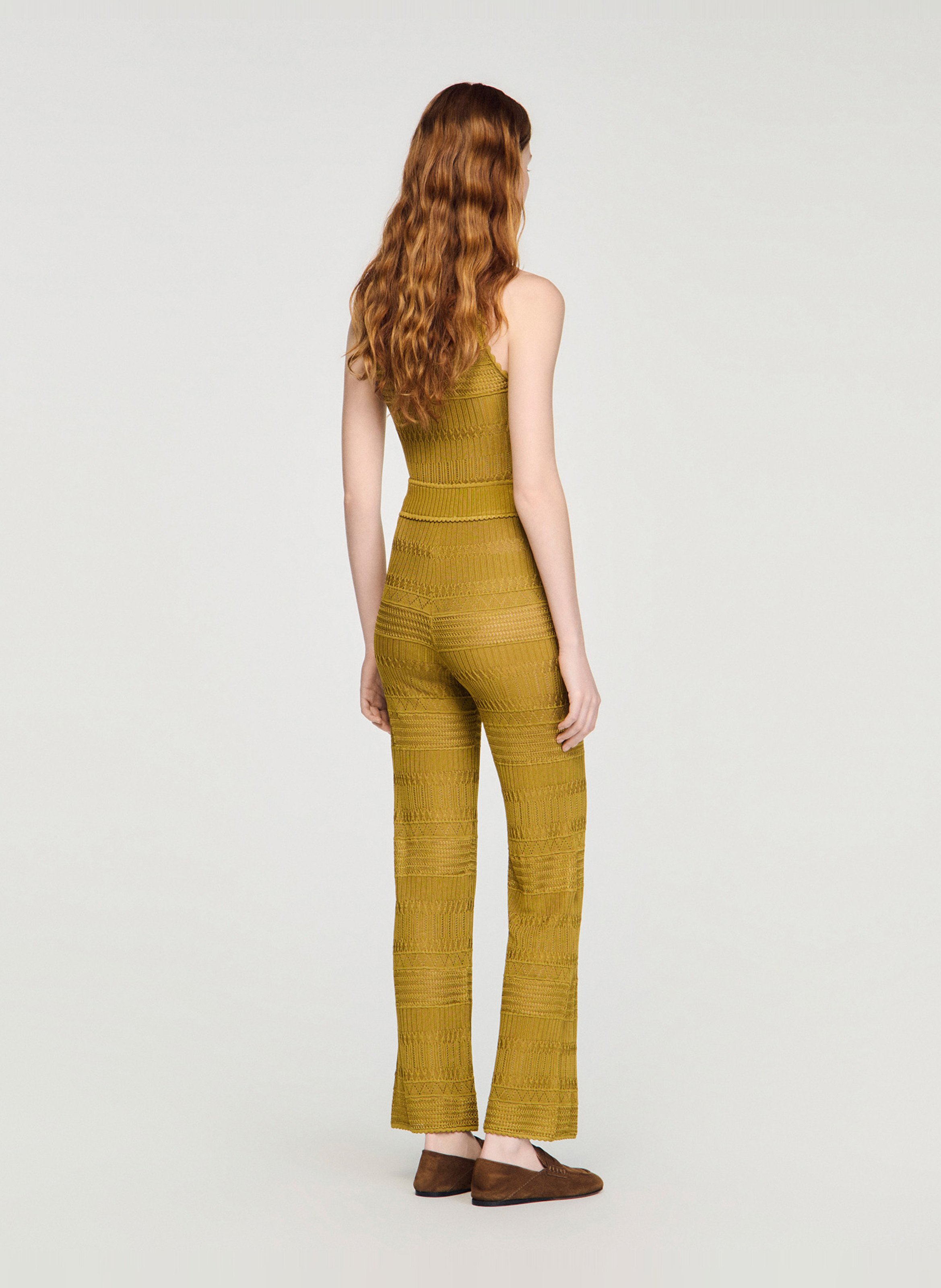 Pantalon en maille évasé SANDRO Vert