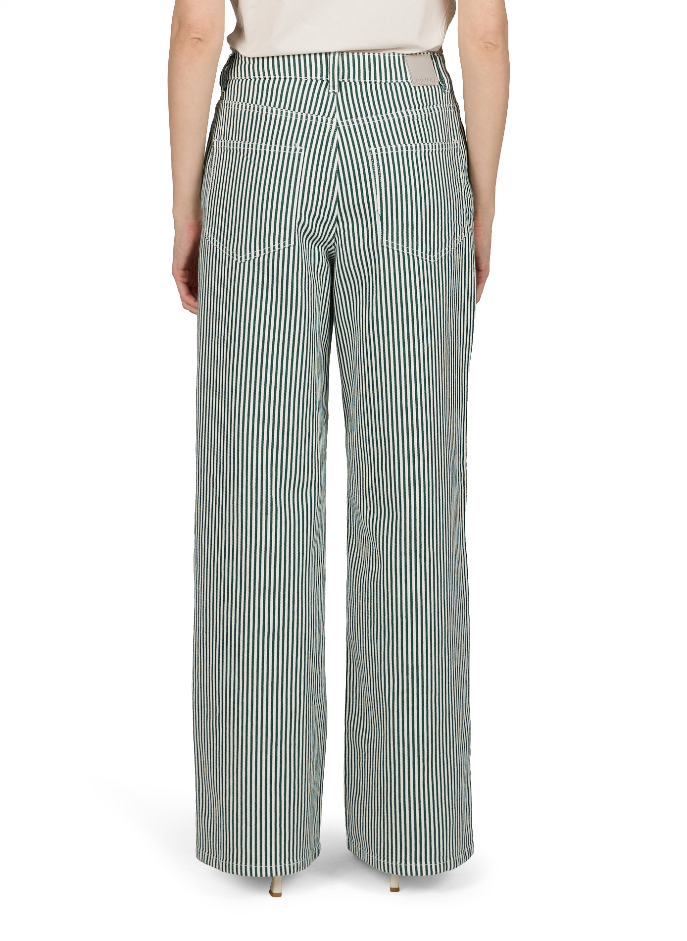 Wide-leg Striped Cotton Blend Jeans OBJECT White