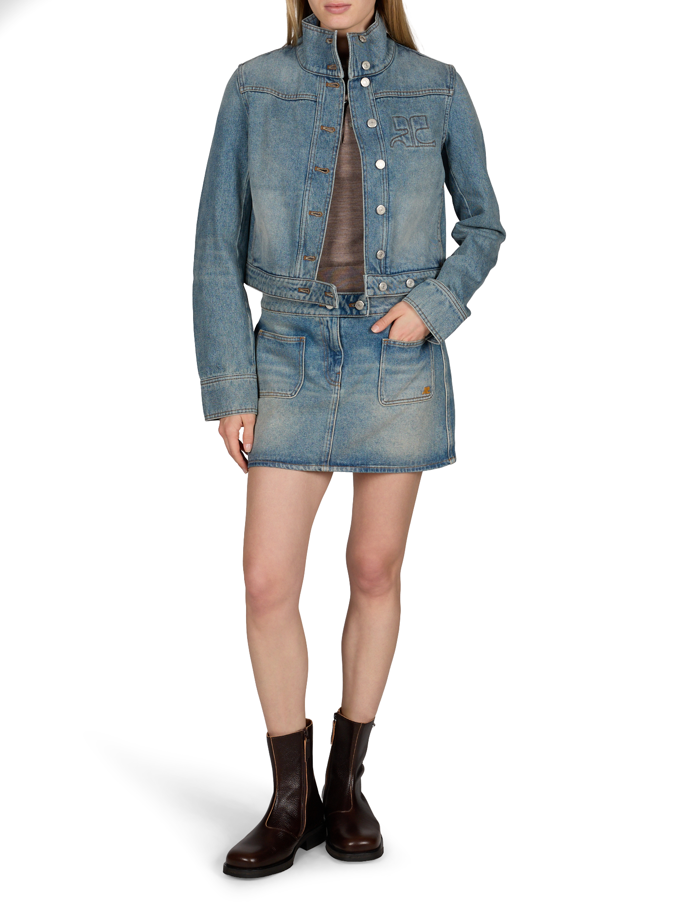 Denim blended cotton jacket COURRÈGES Blue