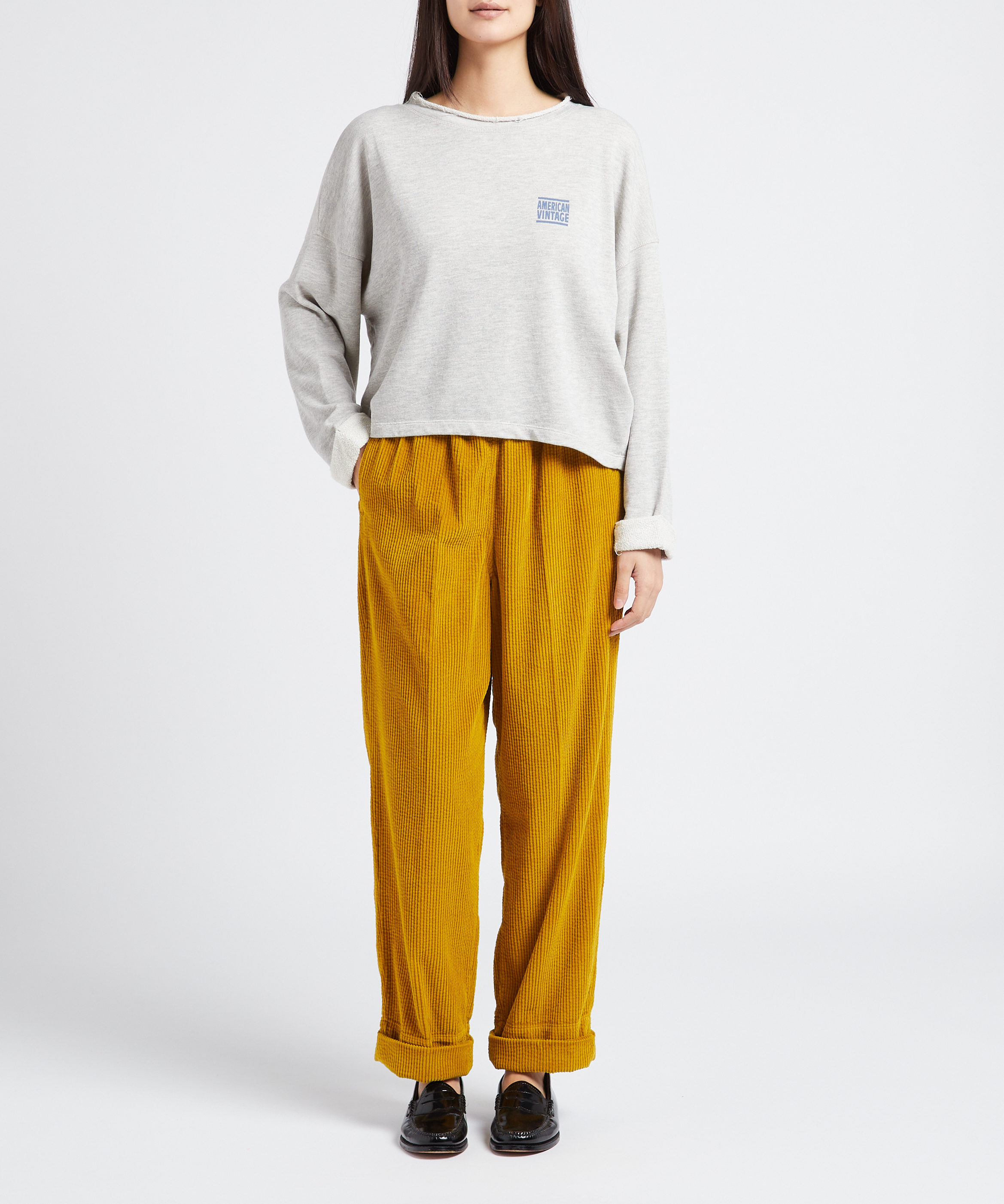 Sweat col rond en coton mélangé zofbay AMERICAN VINTAGE Gris