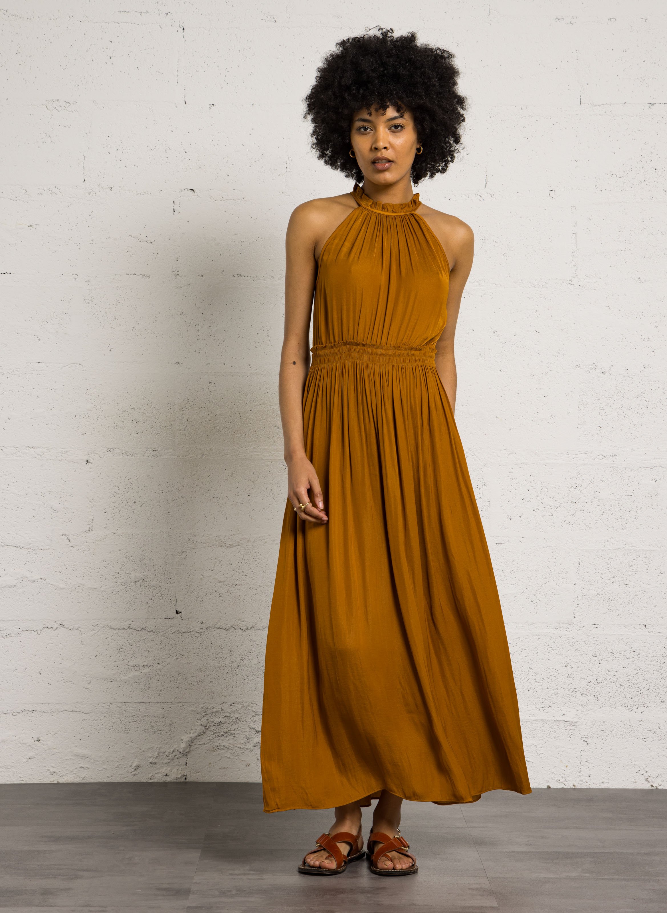 Robe longue satinée bay MAISON 123 Doré