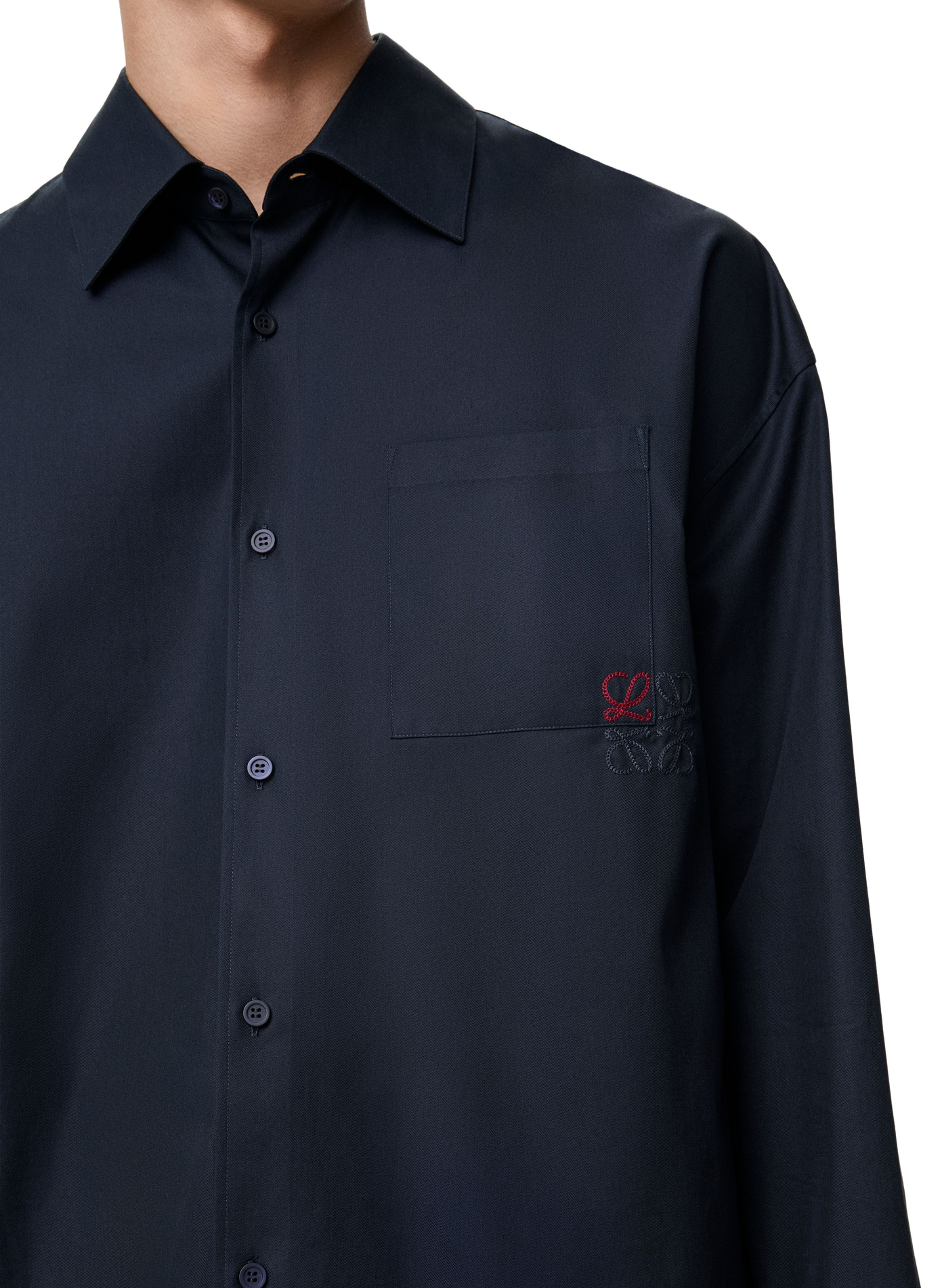 Chemise manches longues en sergé de coton LOEWE Bleu