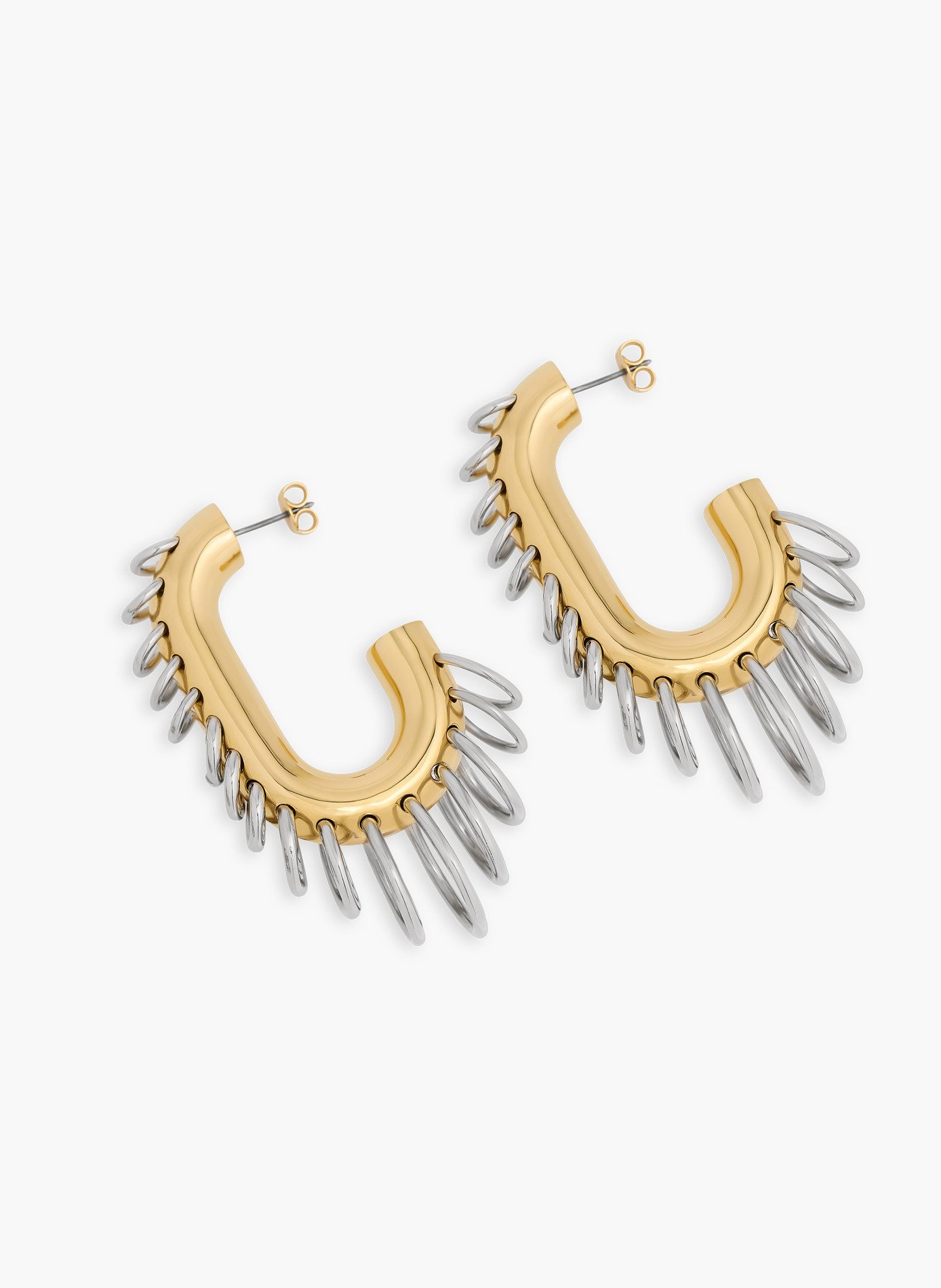 Boucles d'oreilles punk xl link bicolore or et argent RABANNE Doré