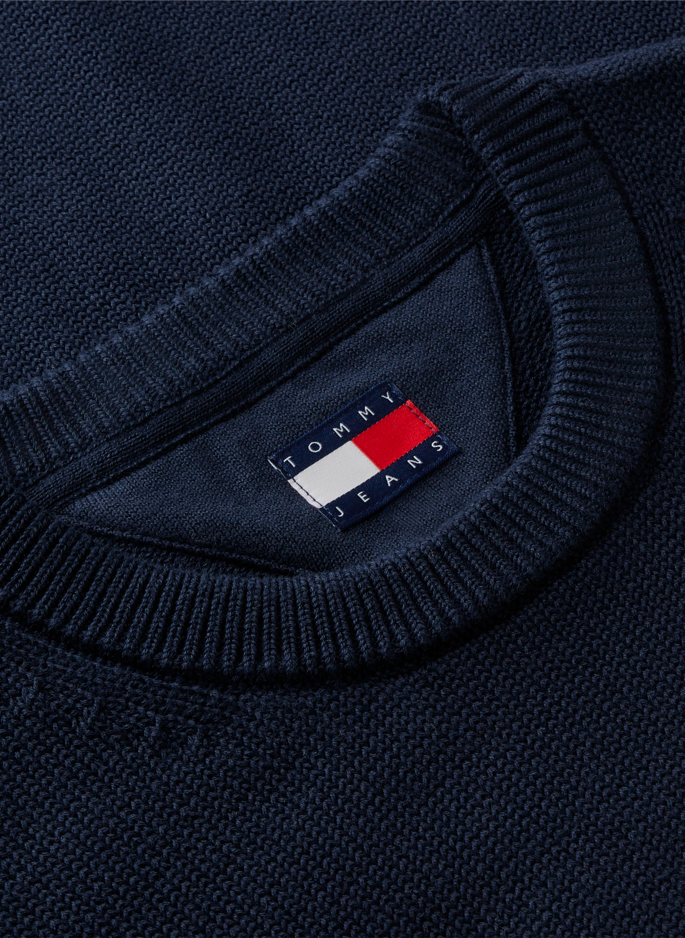 Schmaler Baumwollpullover mit Logostrick | Blau TOMMY HILFIGER Herren