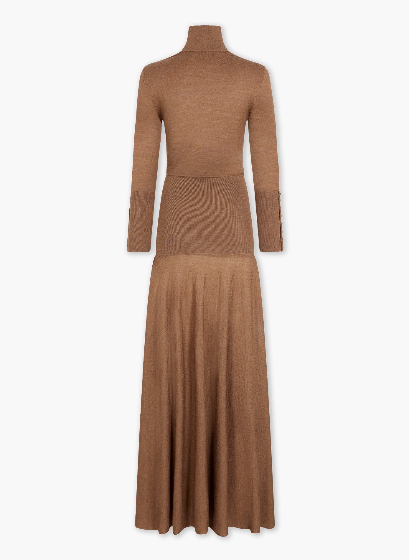 Longue robe fluide en laine RABANNE Marron