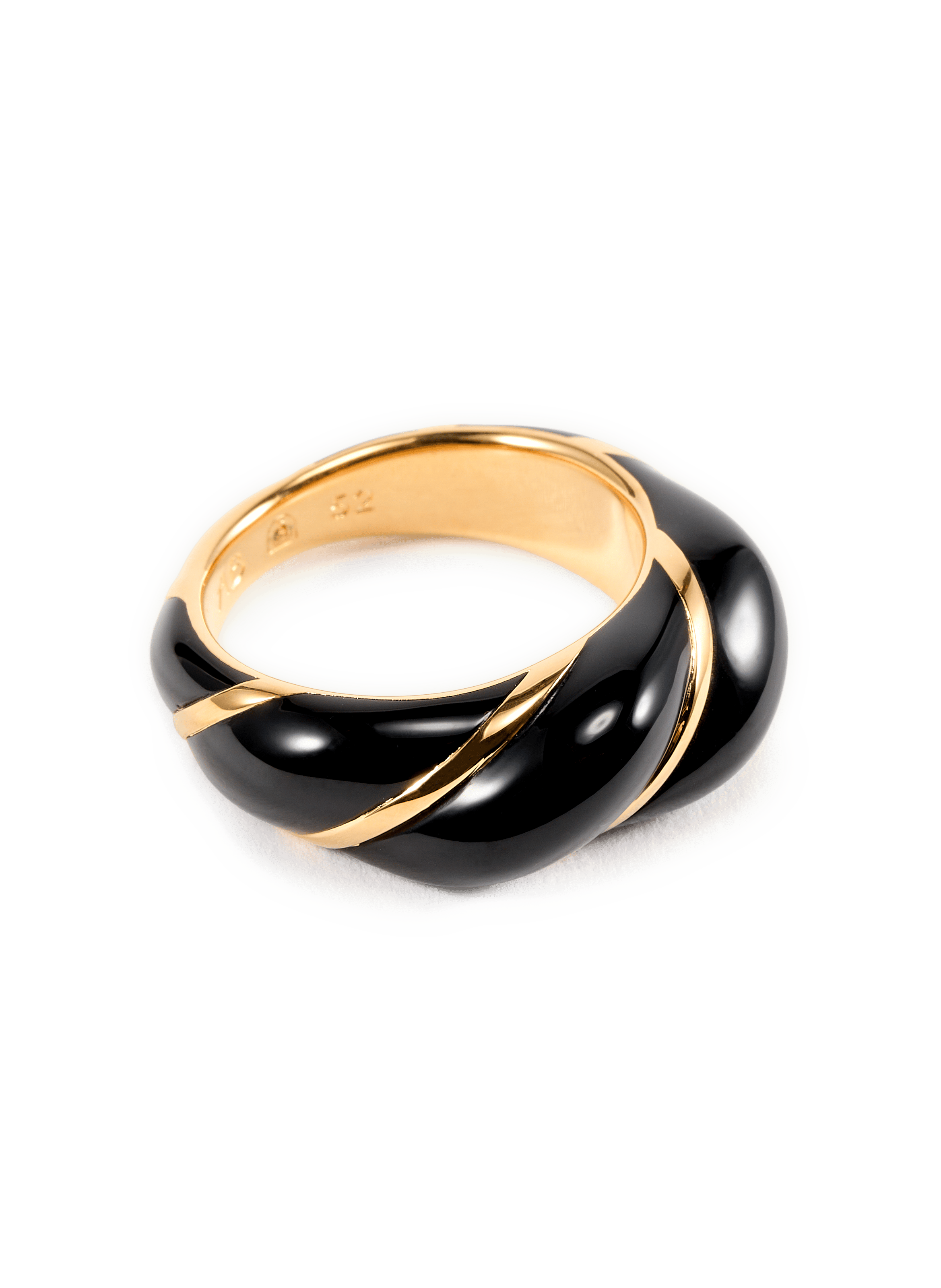 Bague torsadée Diana en laiton et plaqué or AURELIE BIDERMANN Noir