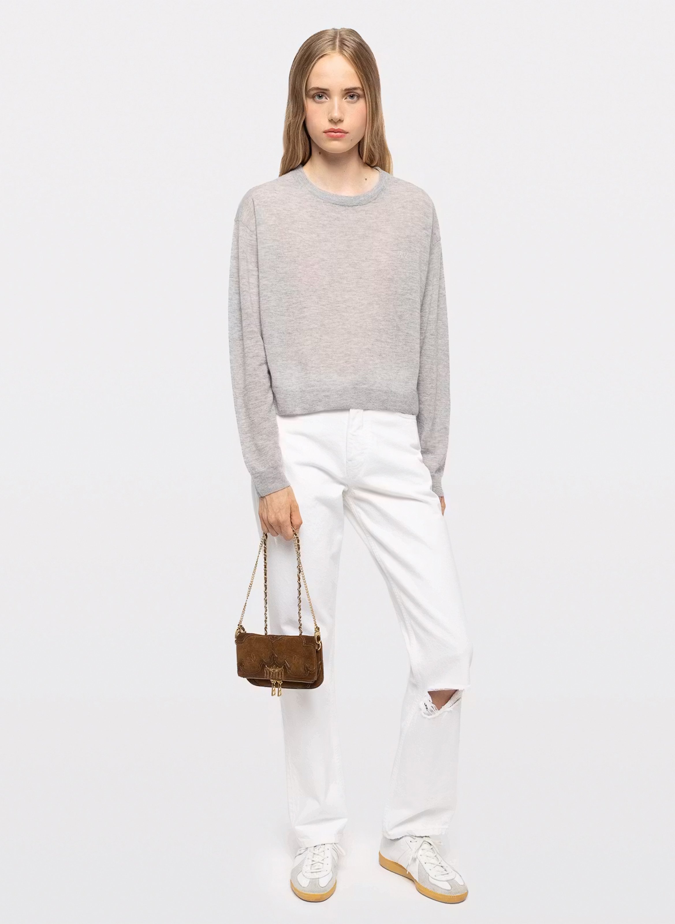 Sac bandoulière en cuir velours rock mini ZADIG&VOLTAIRE Marron