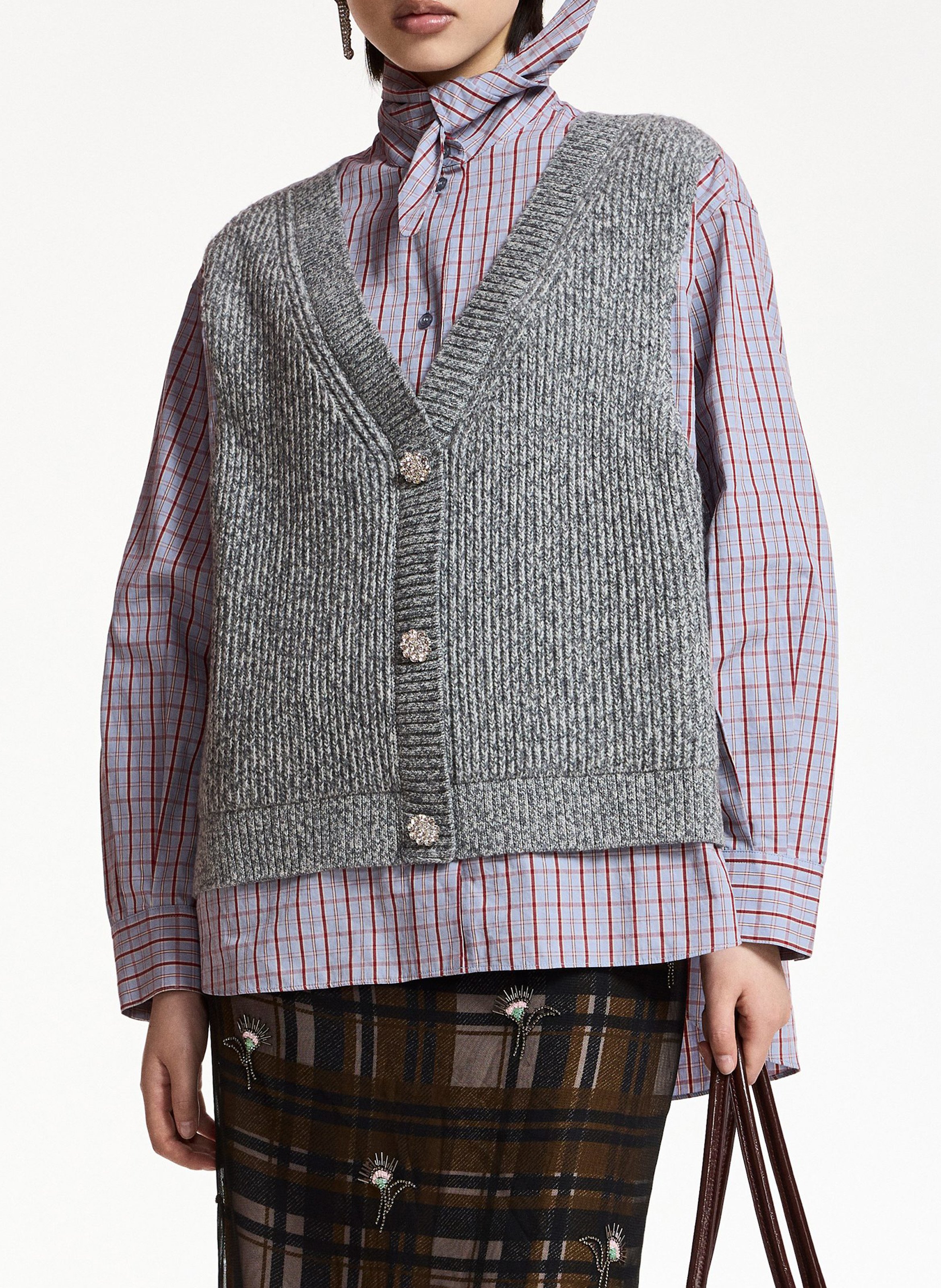 Chemise oversize superposée en laine kute ESSENTIEL ANTWERP Gris