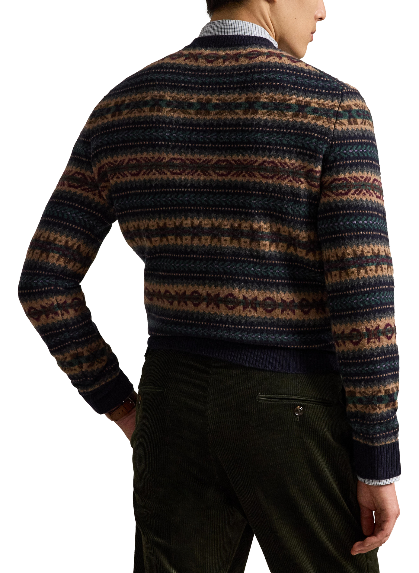 Pull droit col rond imprimé en laine POLO RALPH LAUREN Bleu