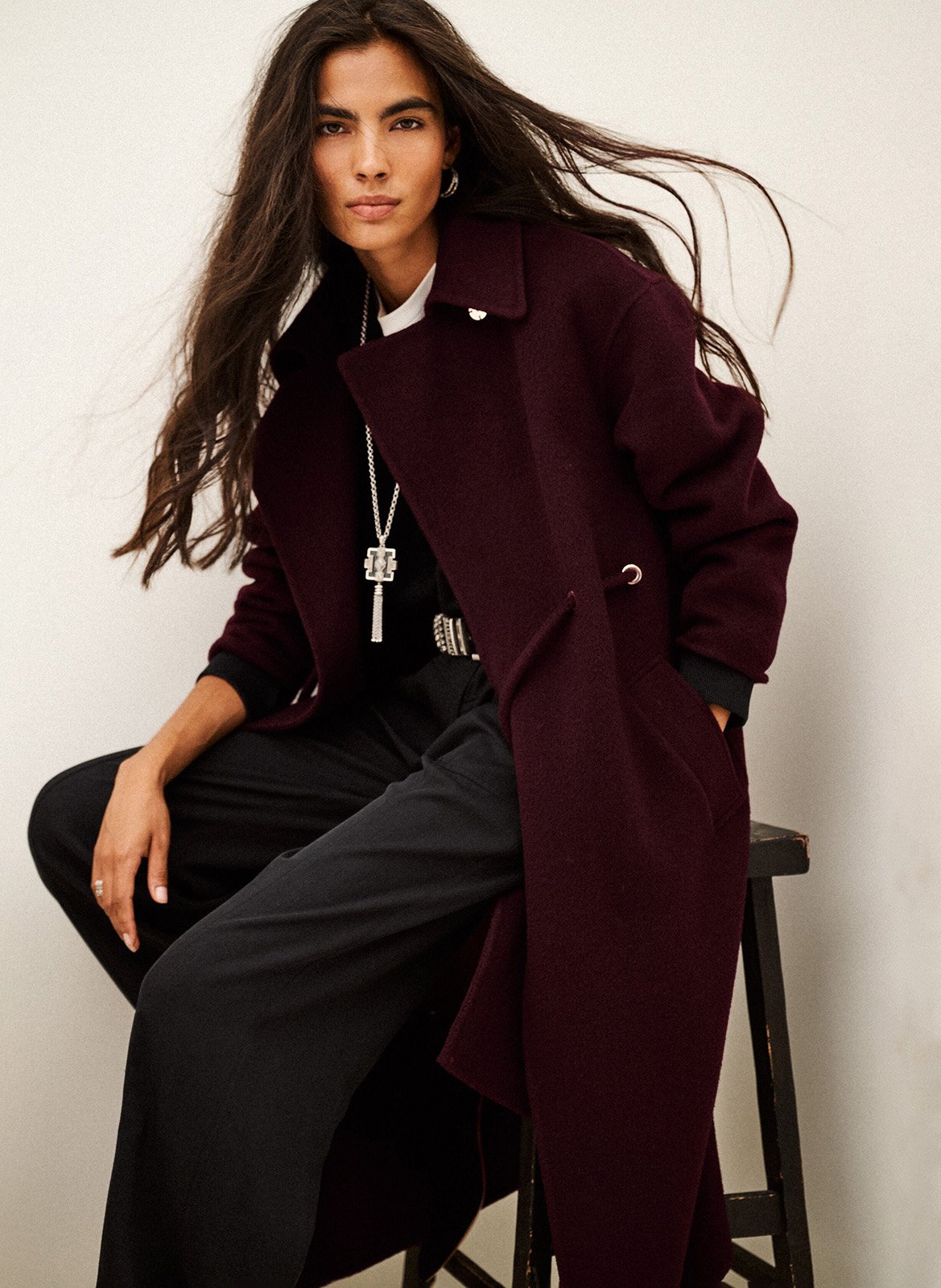Manteau cintré en laine mélangée kate | Rouge BA&SH Femme