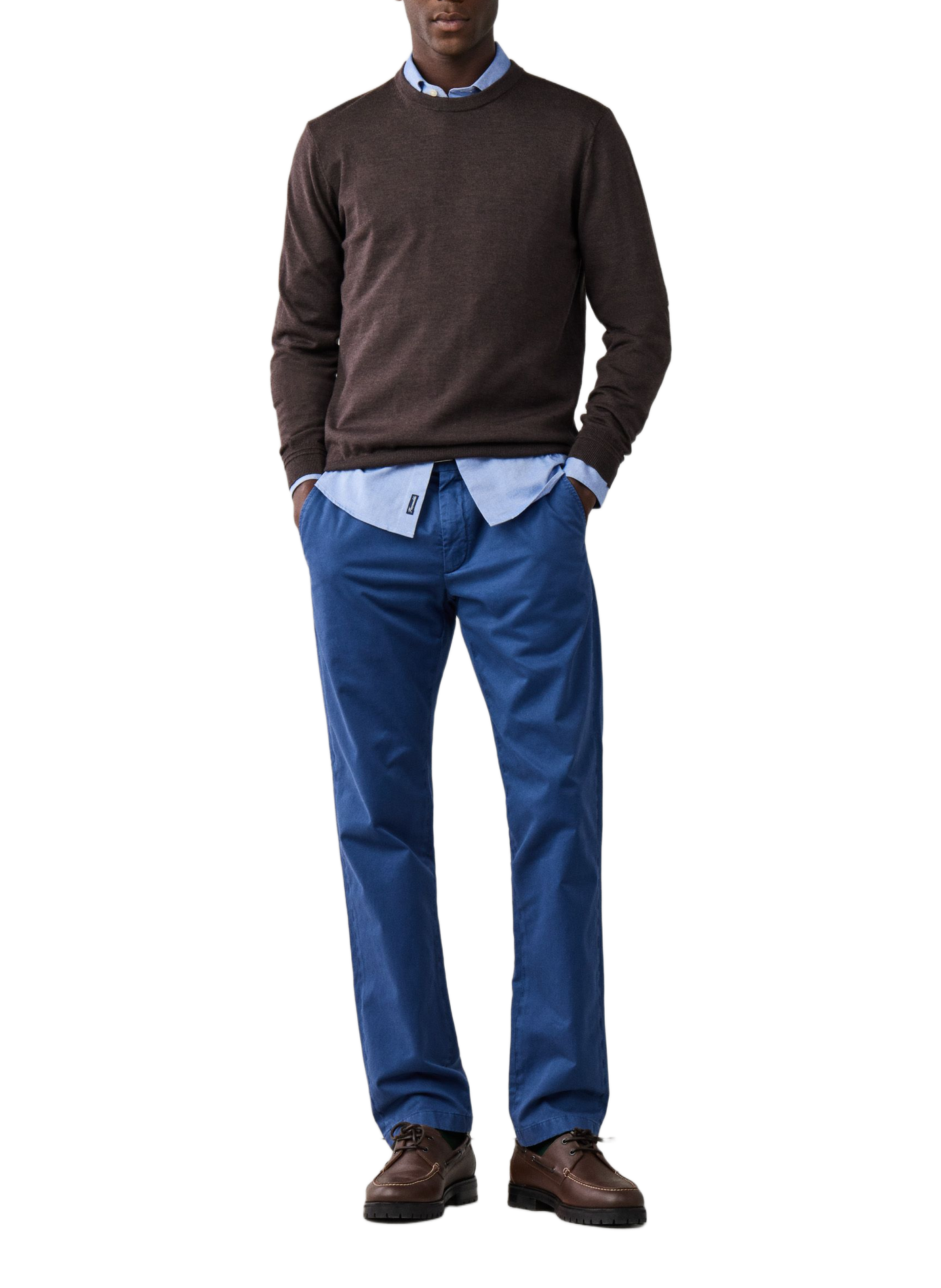 Pull droit col rond en laine FACONNABLE Brown