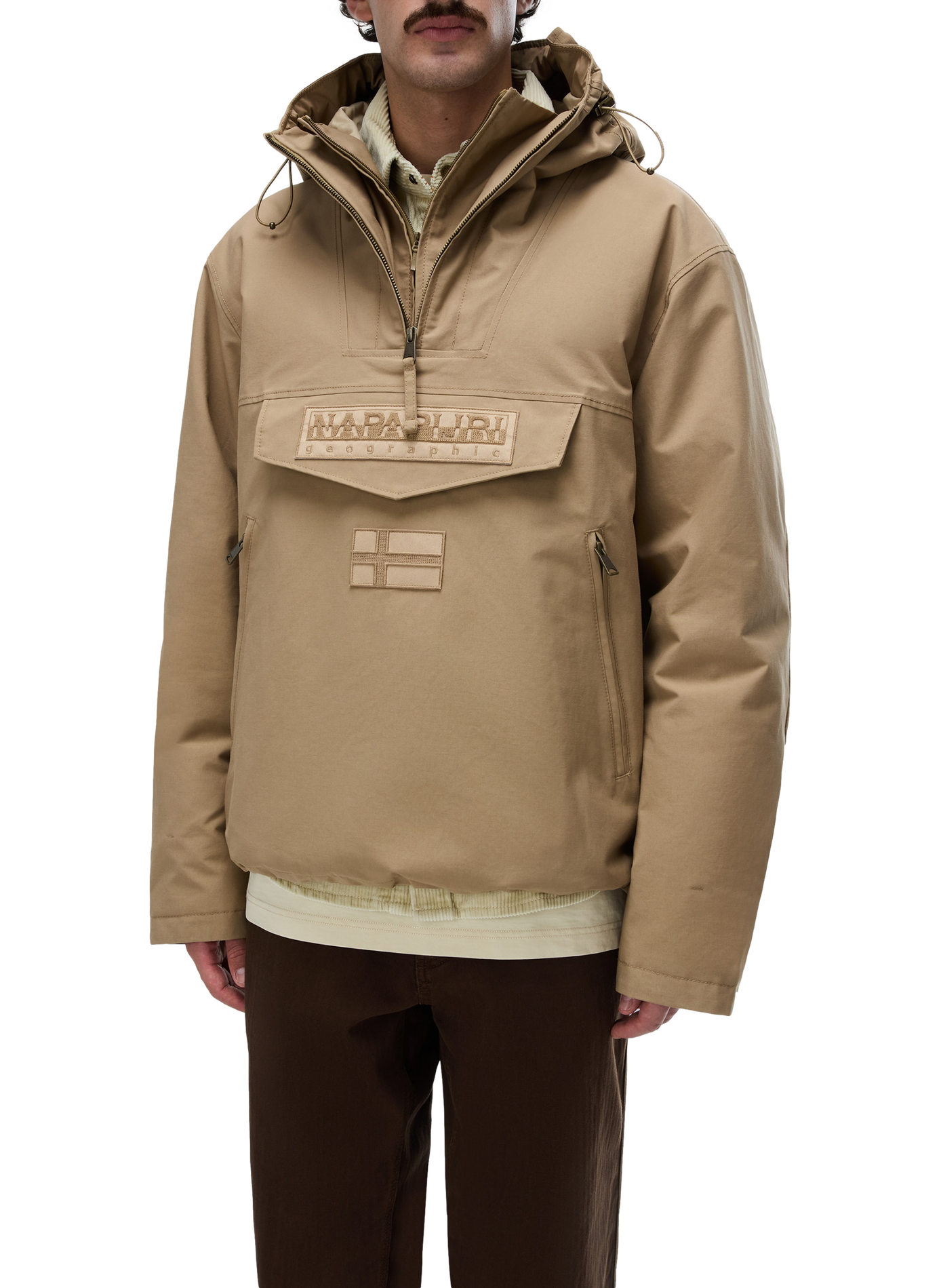 Plain oversized hooded parka NAPAPIJRI Brown