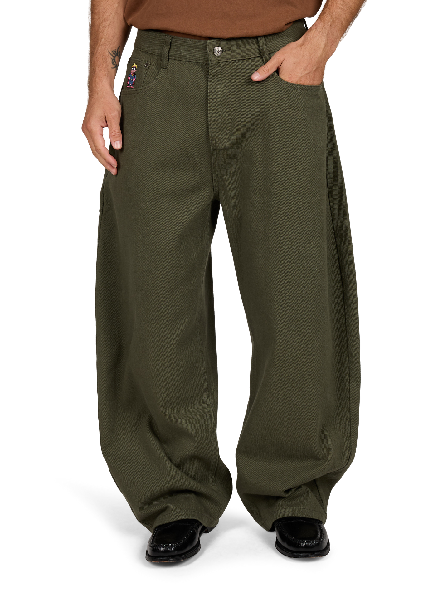 Plain barrel-leg wide-leg trousers KIDSUPER Green